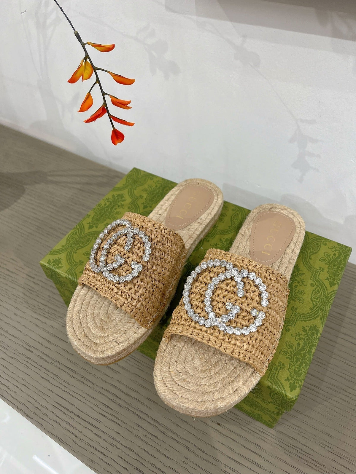 GG 26s Interlocking G Espadrille Copper Fabric