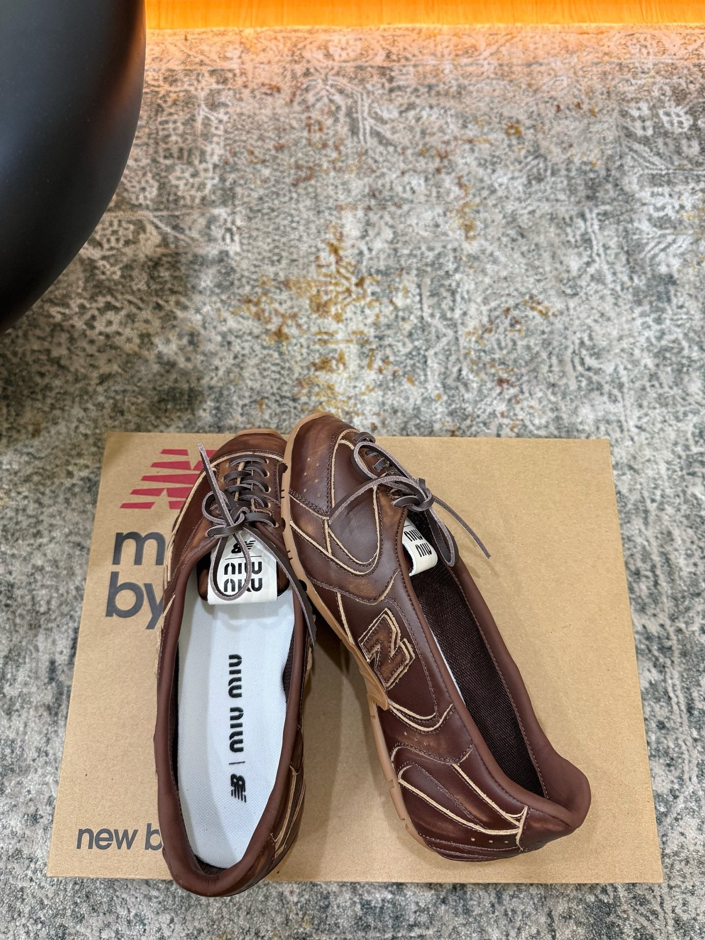 Miu Miu x New Balance 530 SL 26K Sneakers Dark Brown Cowhide Sheepskin 996357