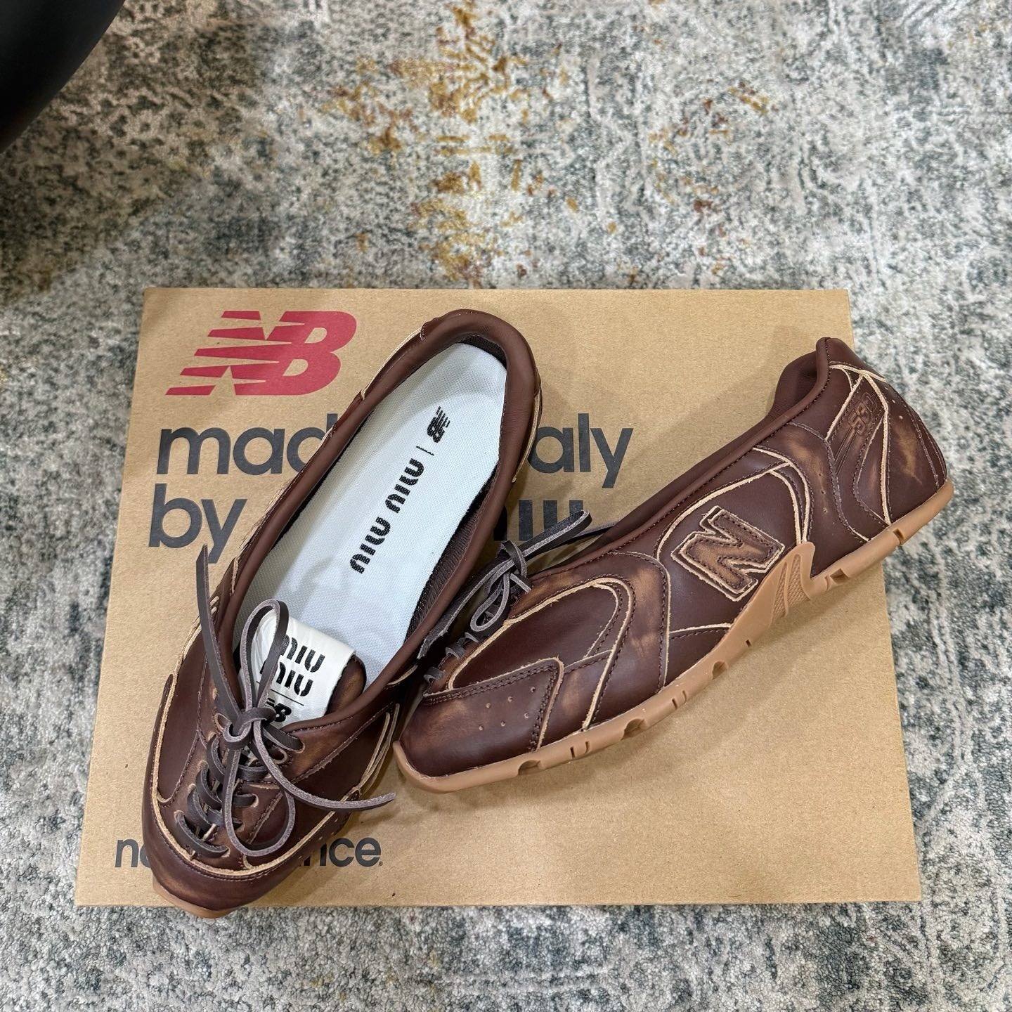Miu Miu x New Balance 530 SL 26K Sneakers Dark Brown Cowhide Sheepskin 996357