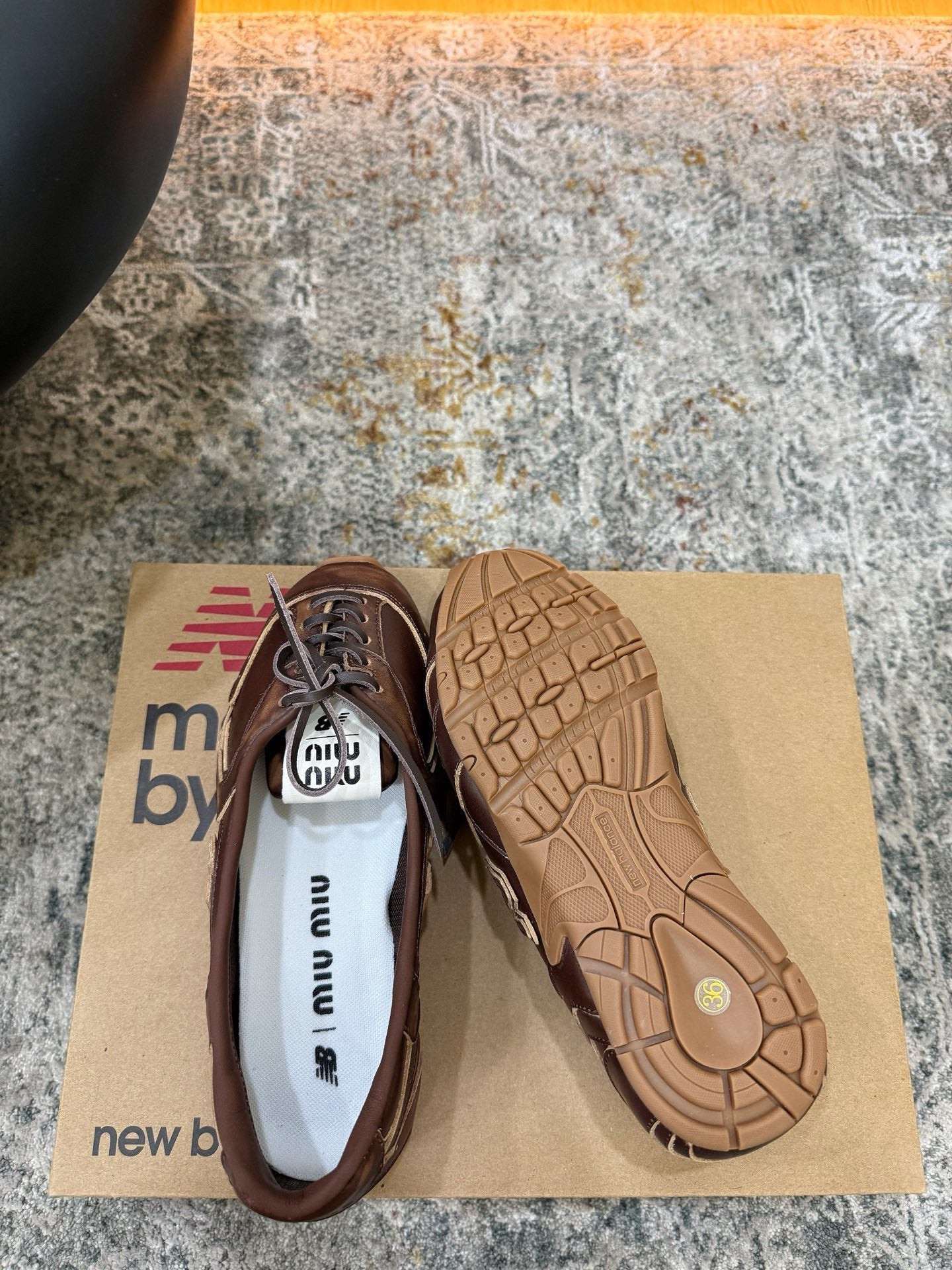 Miu Miu x New Balance 530 SL 26K Sneakers Dark Brown Cowhide Sheepskin 996357