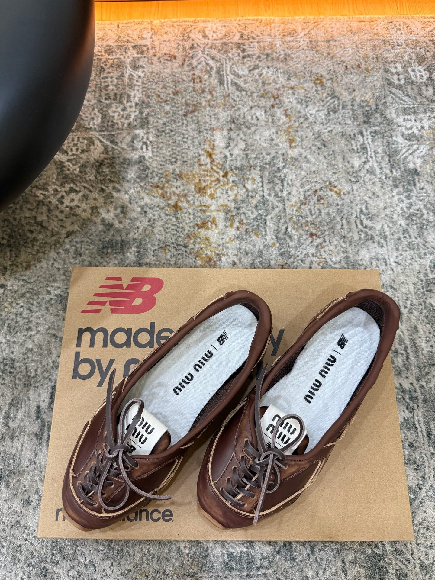 Miu Miu x New Balance 530 SL 26K Sneakers Dark Brown Cowhide Sheepskin 996357