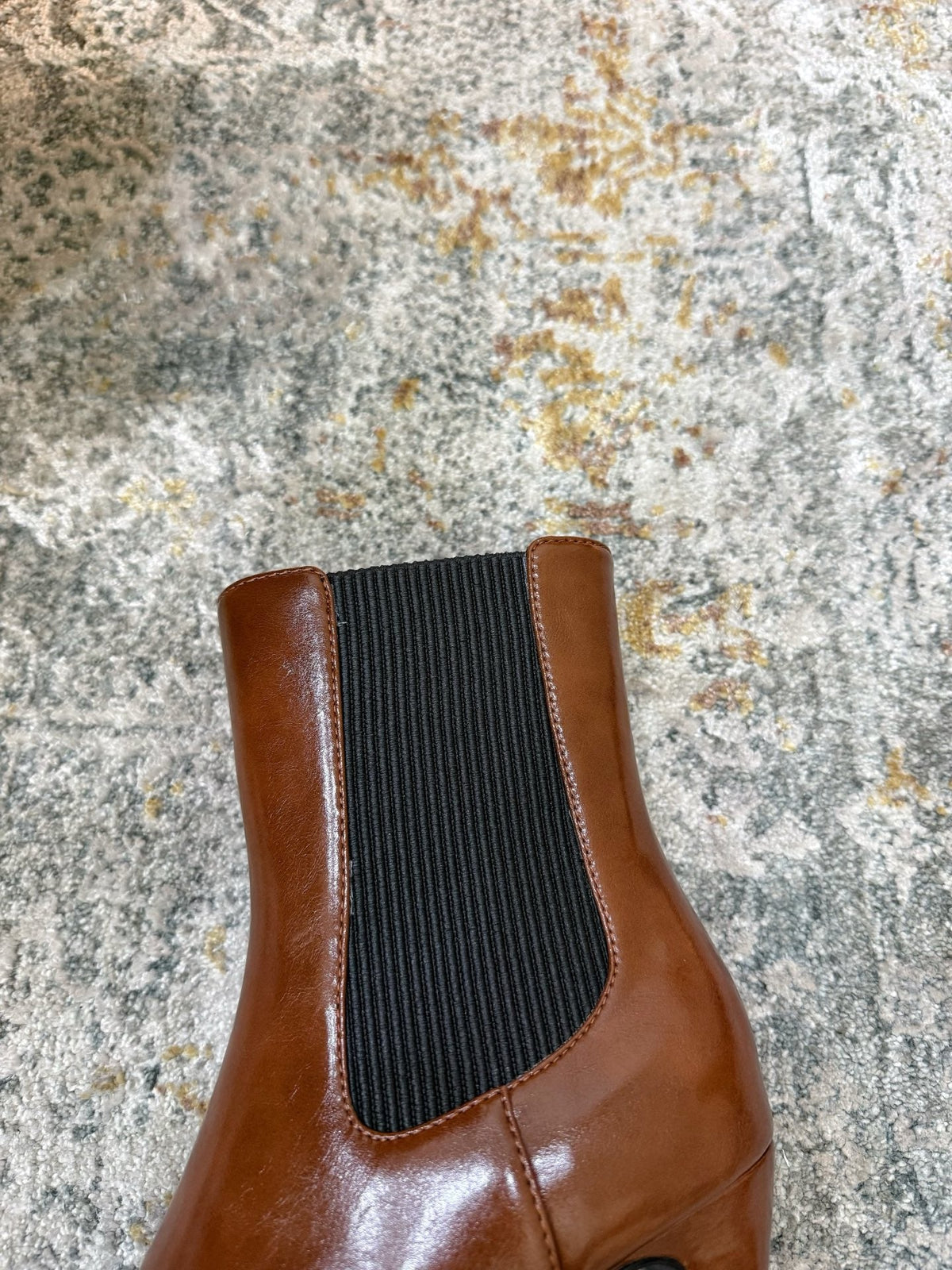 Chanel 26s Patent Cap Toe Chelsea Ankle Boots 7cm Brown Black 154687