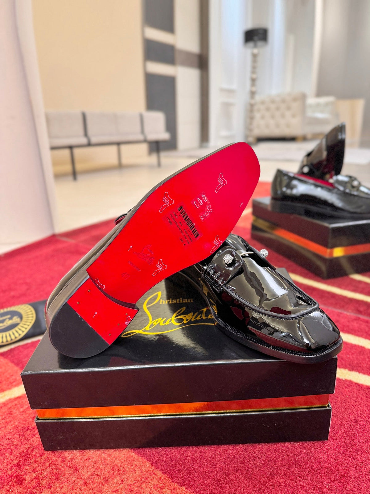 CL 2026 Loafers Black Red Logo Patent Leather 193520