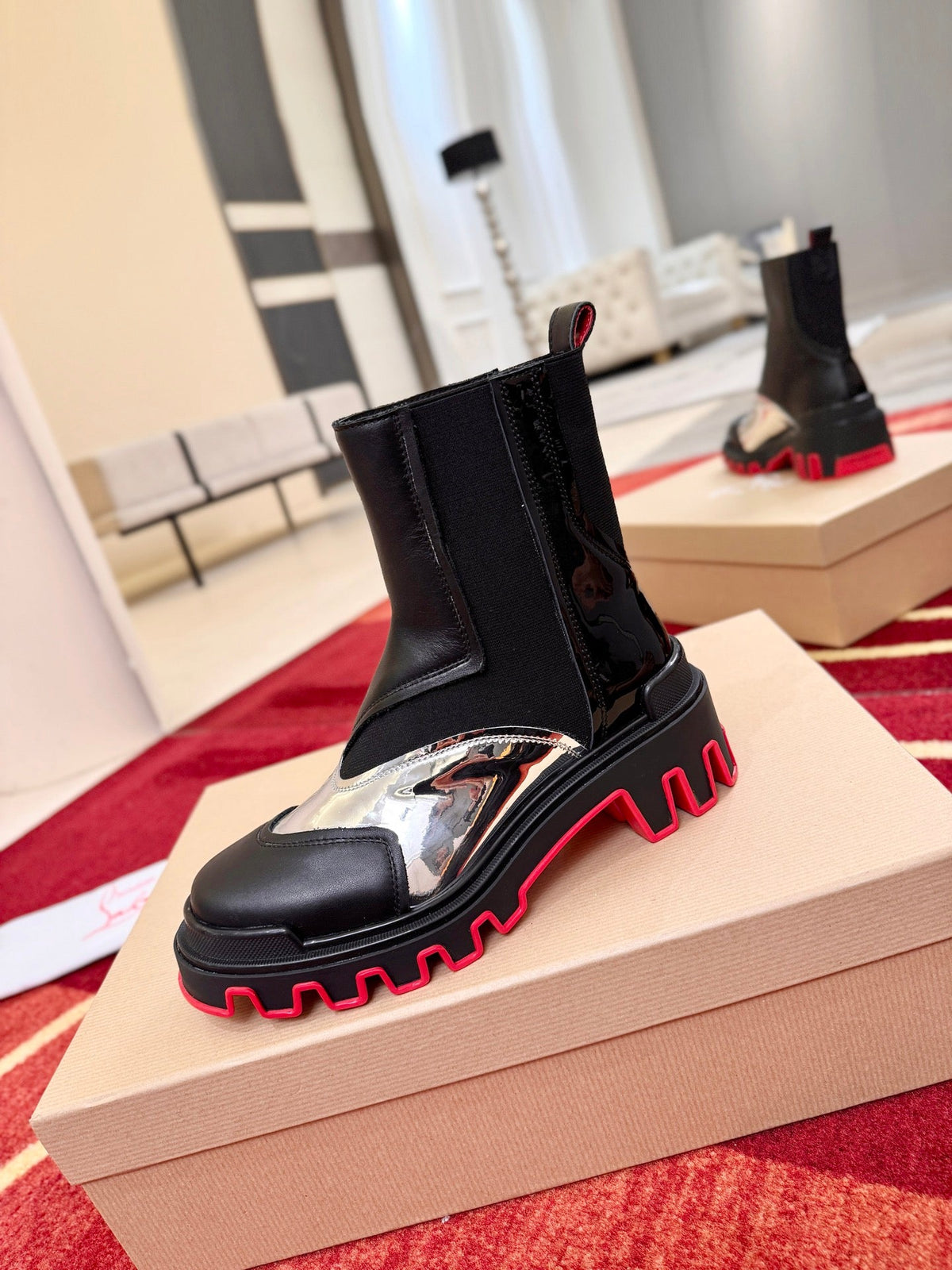 CL 2026 Chelsea Boots Black Silver Logo Leather 193558
