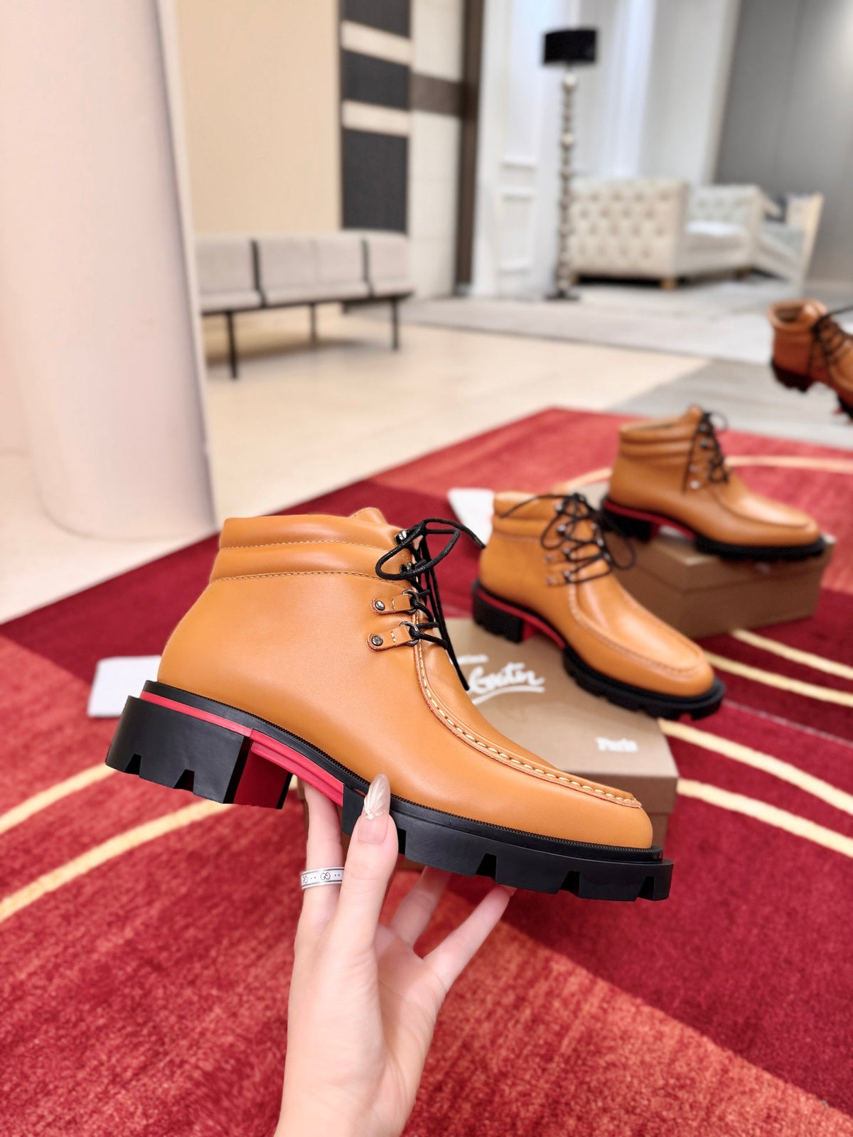 CL 2026 Combat Boots Beige Black Logo Leather 193559