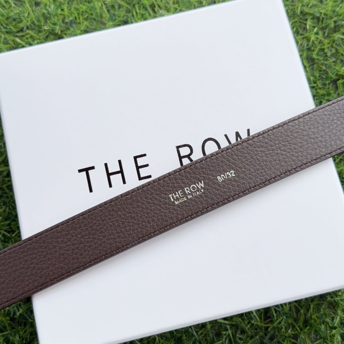 The Row Jin Belt 3cm Chocolate Gold Cowhide 211141
