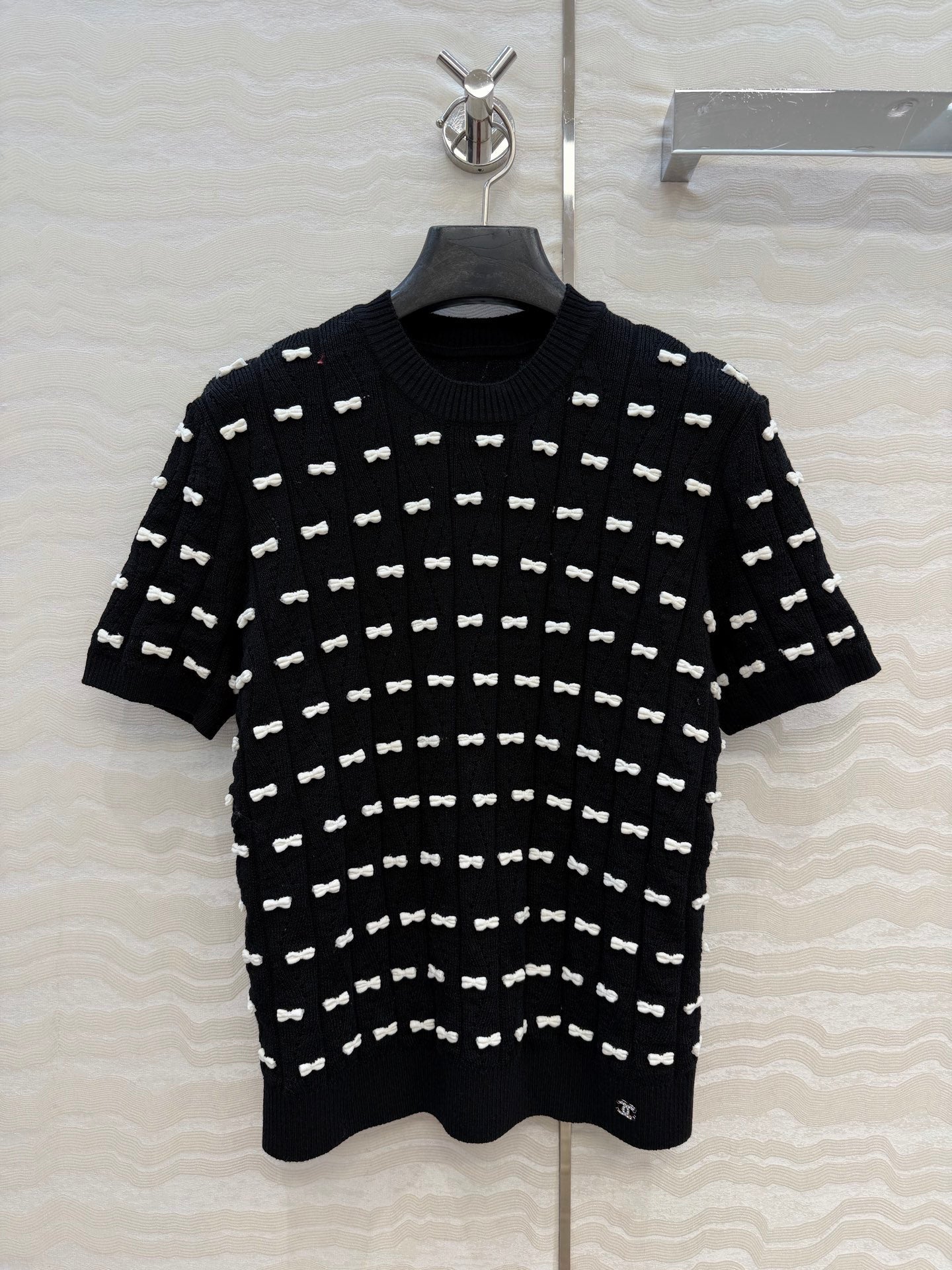 CC 26 Short-Sleeved Top Black White Knit 342788