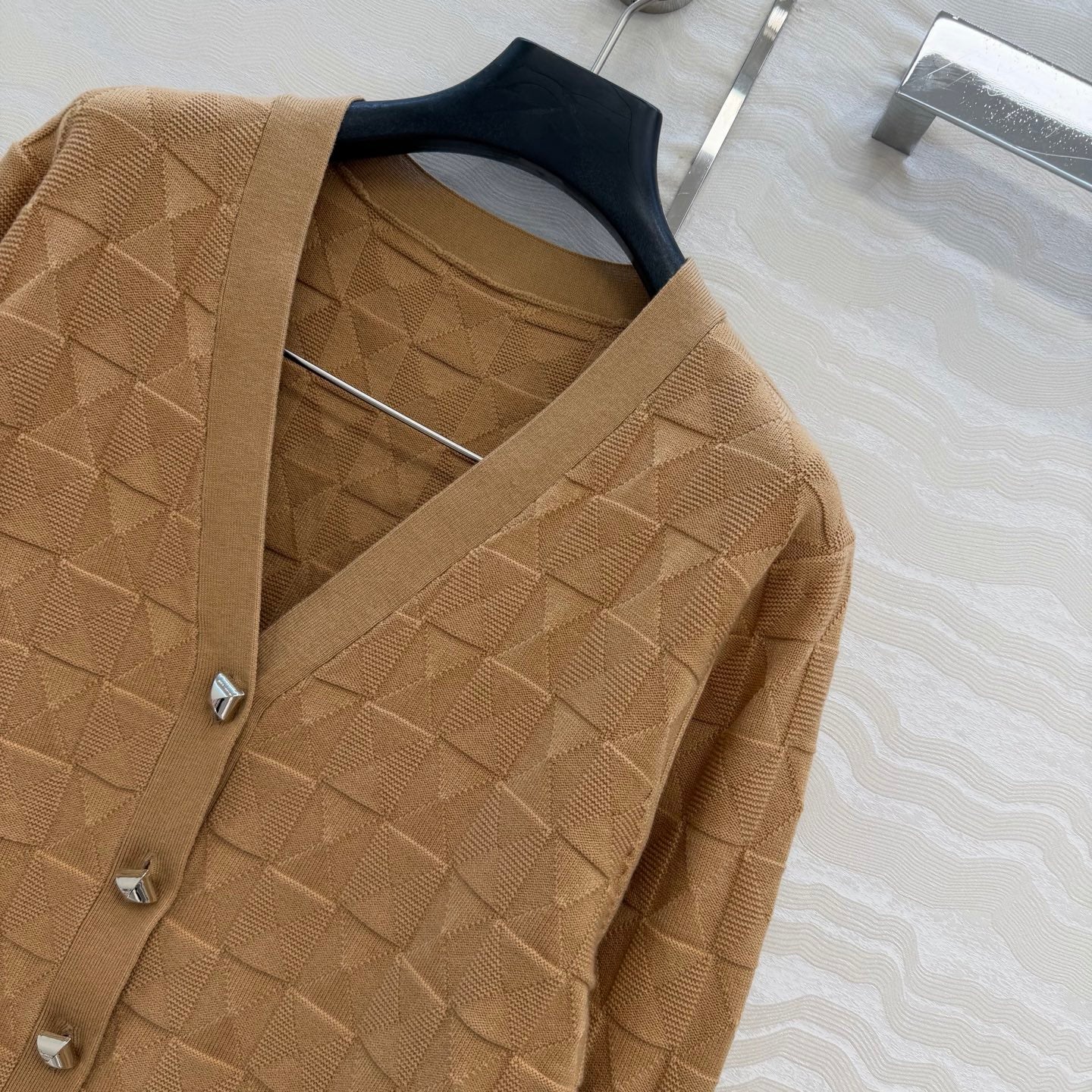 HM "Medor" Long-Sleeve Cardigan Brown Wool