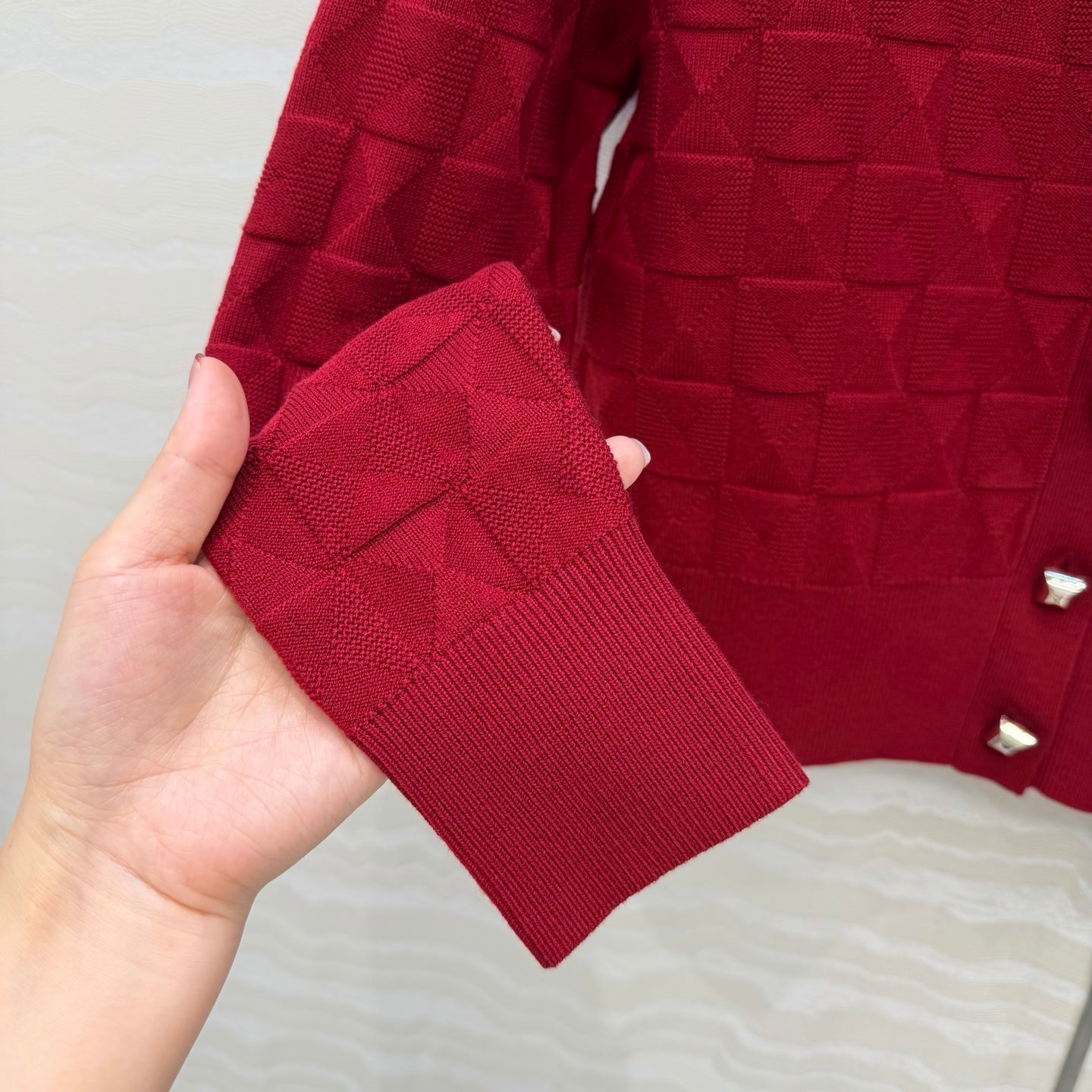 HM "Medor" Long-Sleeve Cardigan Red Wool