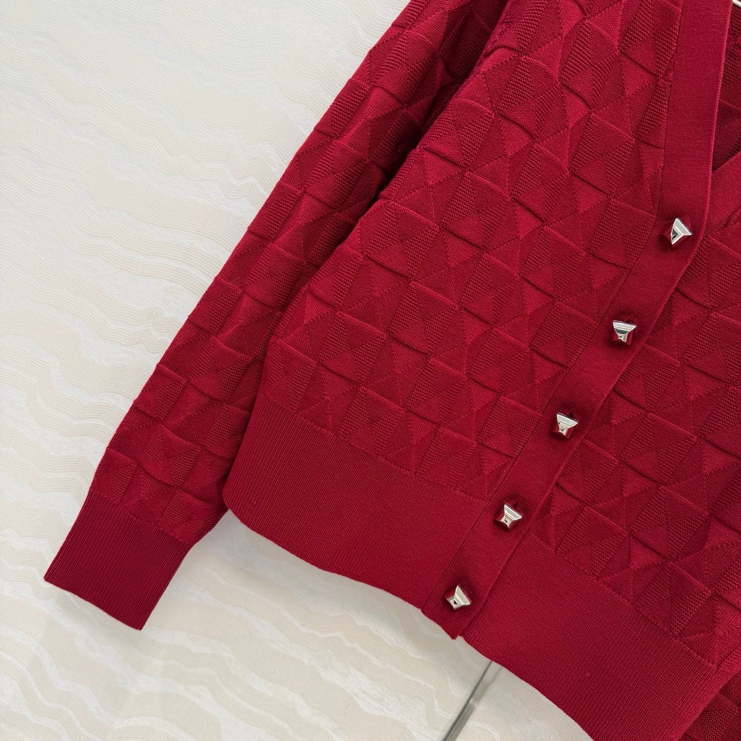 HM "Medor" Long-Sleeve Cardigan Red Wool