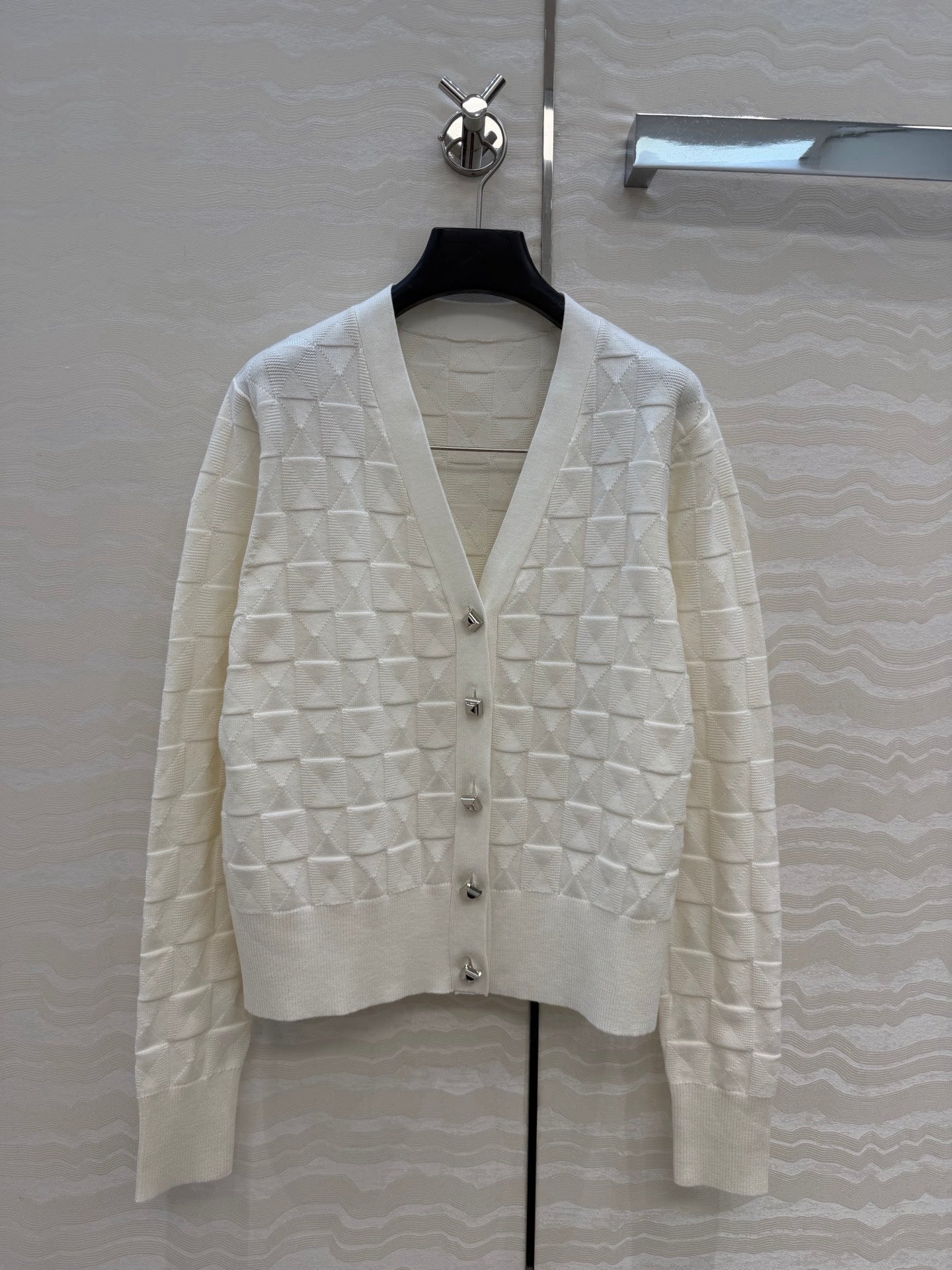 HM "Medor" Long-Sleeve Cardigan White Wool