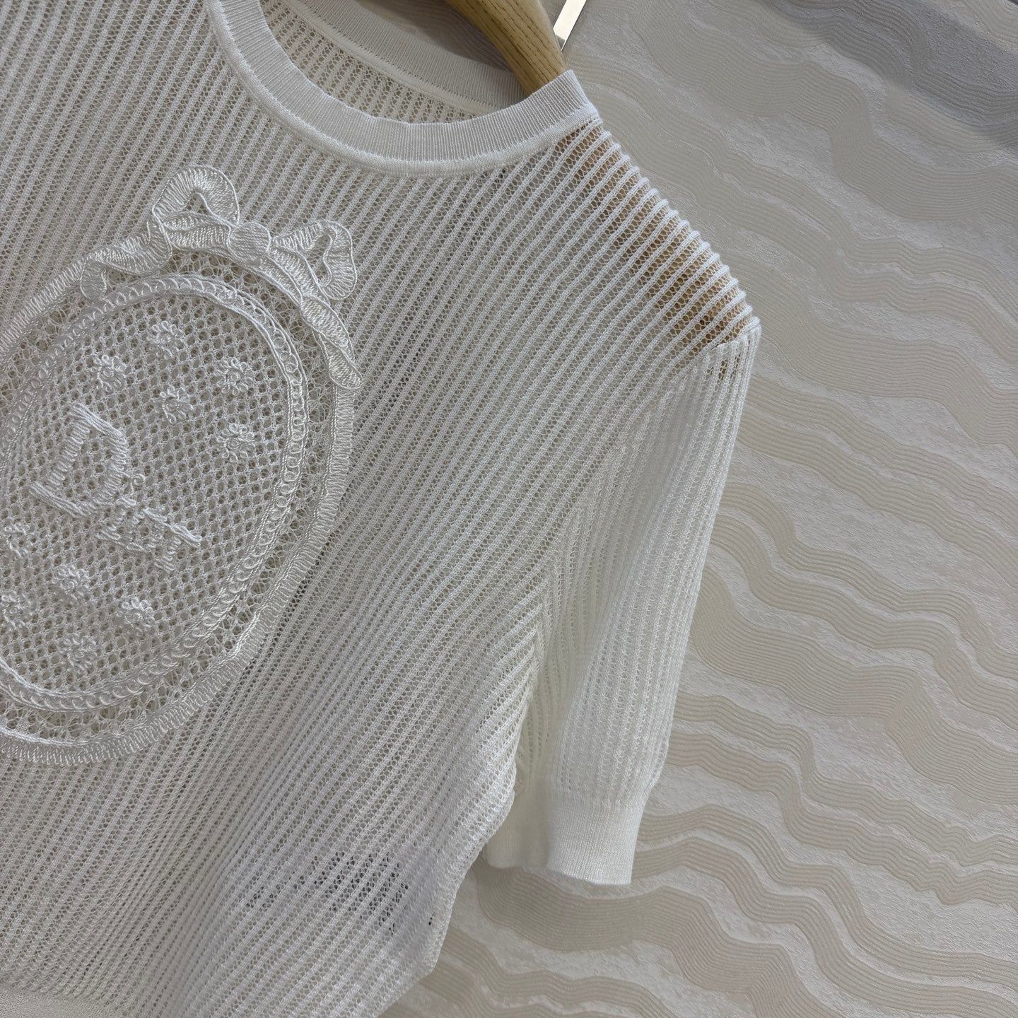 CD Short-Sleeved Top White Cotton 373501