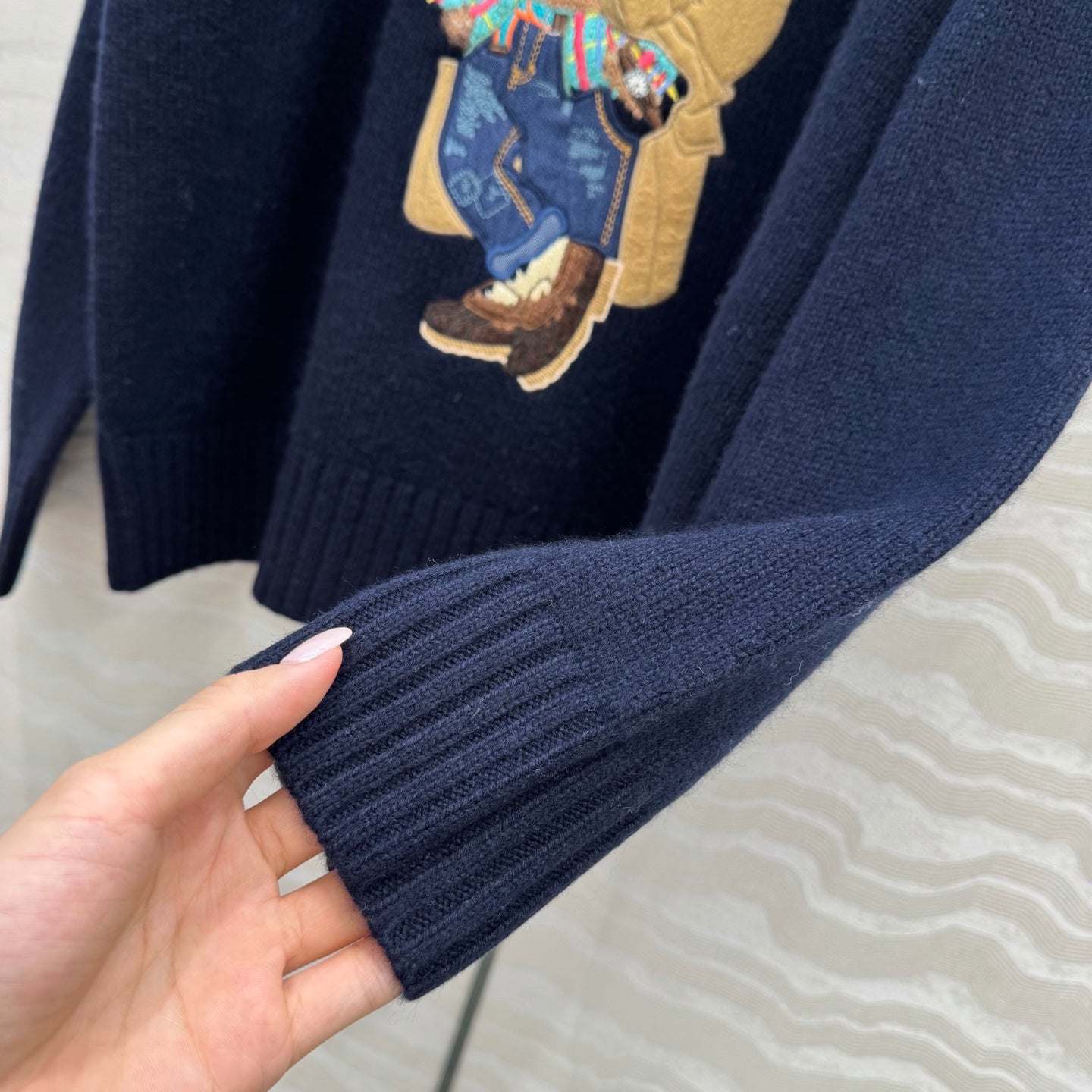 Ralph Lauren Polo Bear Jumper Navy Blue Wool 419761