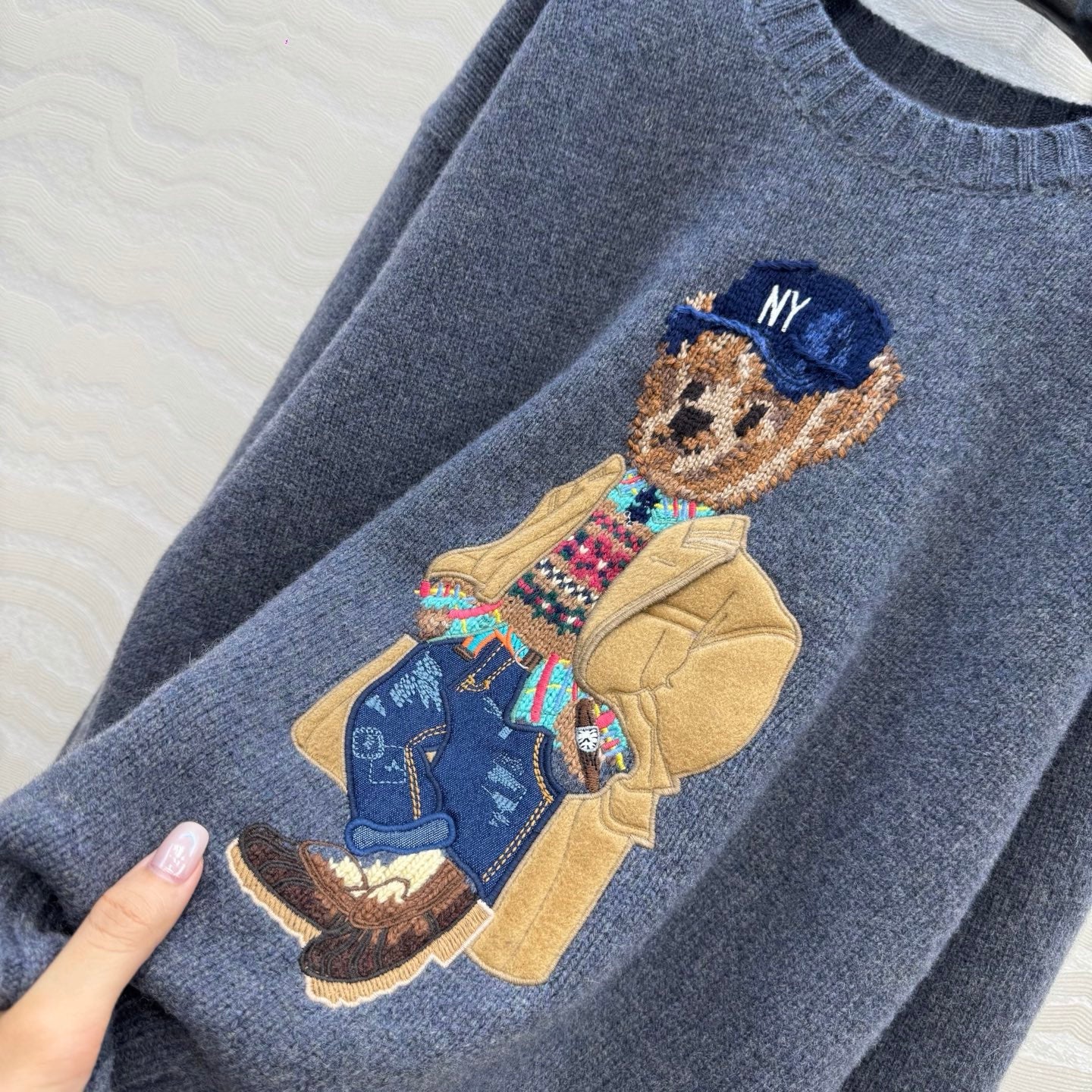 Ralph Lauren Polo Bear Jumper Grey Wool 419763