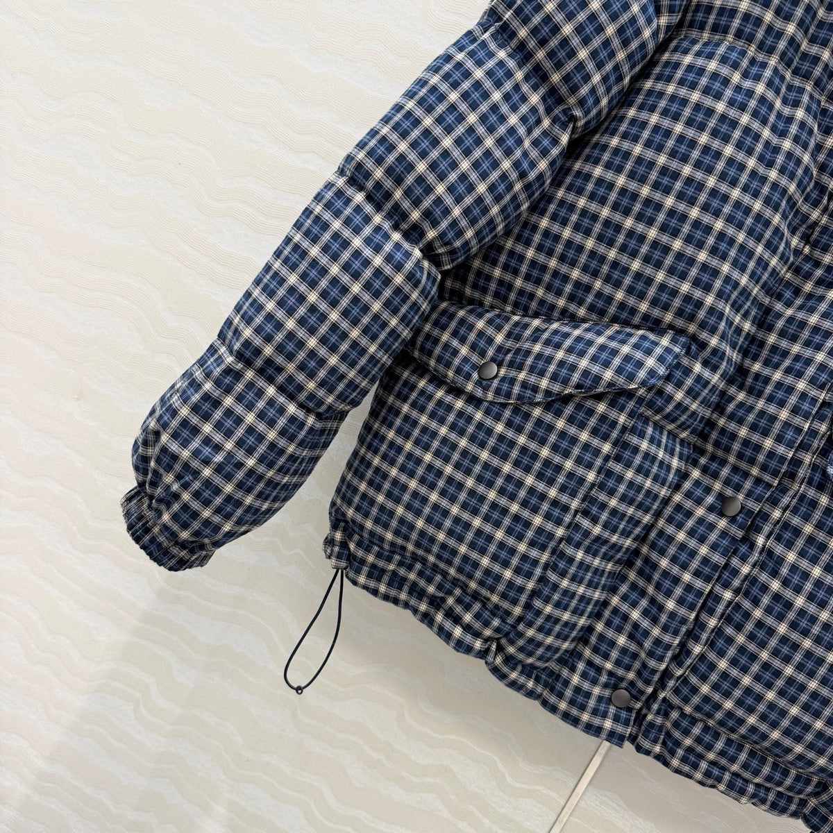 Miu 26s Down Jacket Blue Check Cotton Flannel 438929