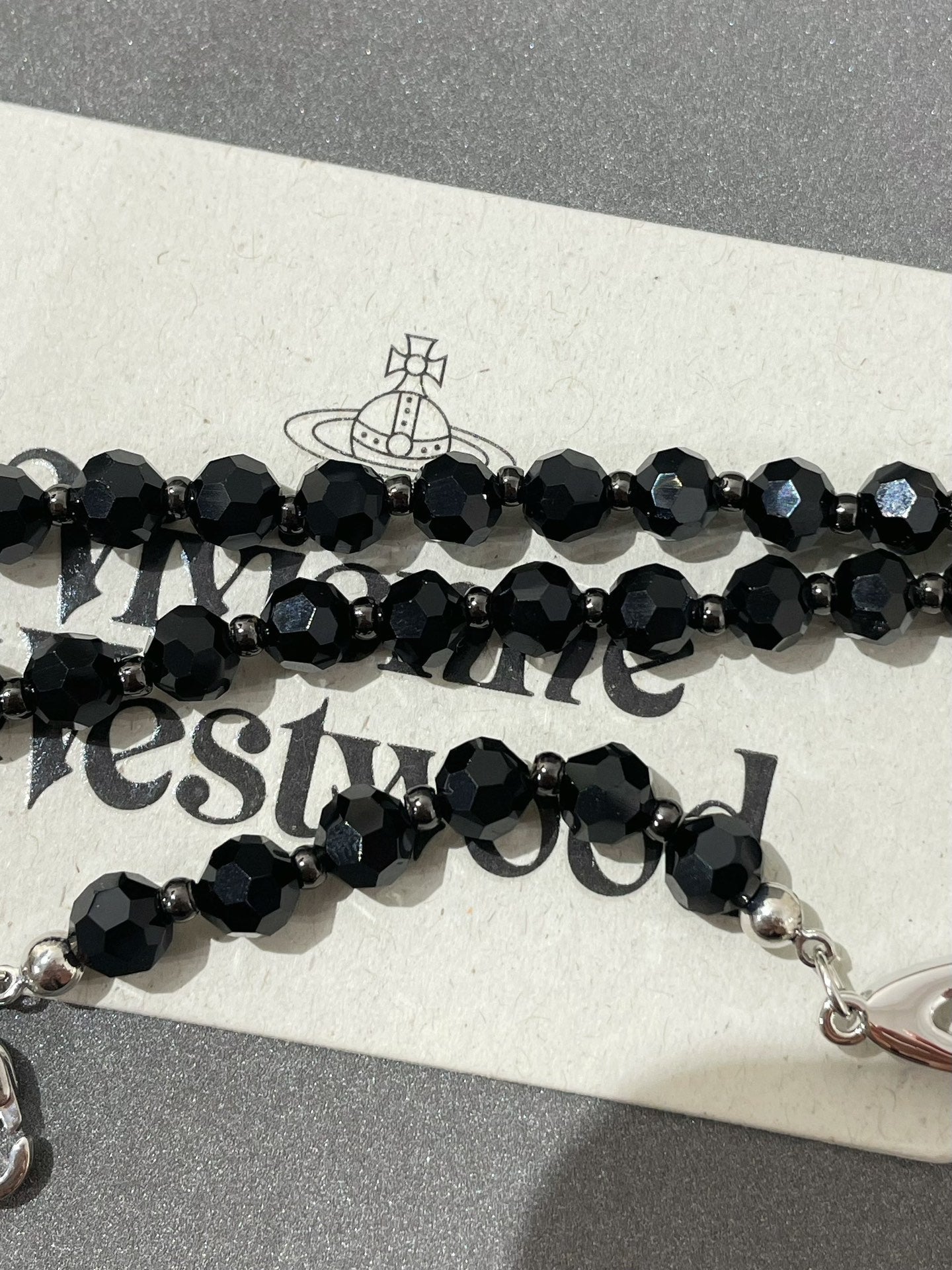Vivienne Westwood Black Crystal Saturn Necklace