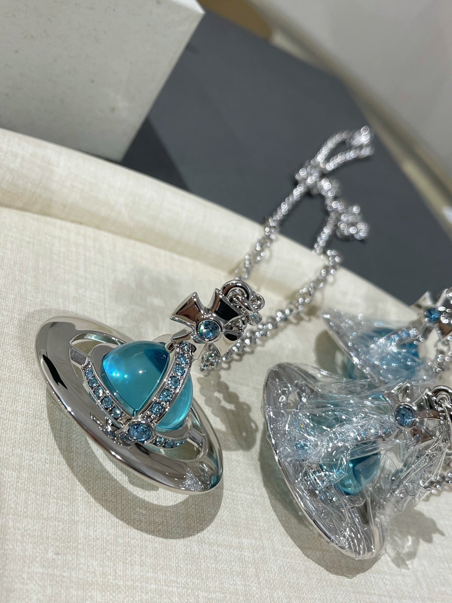 Vivienne Westwood Orb Necklace Silver Blue