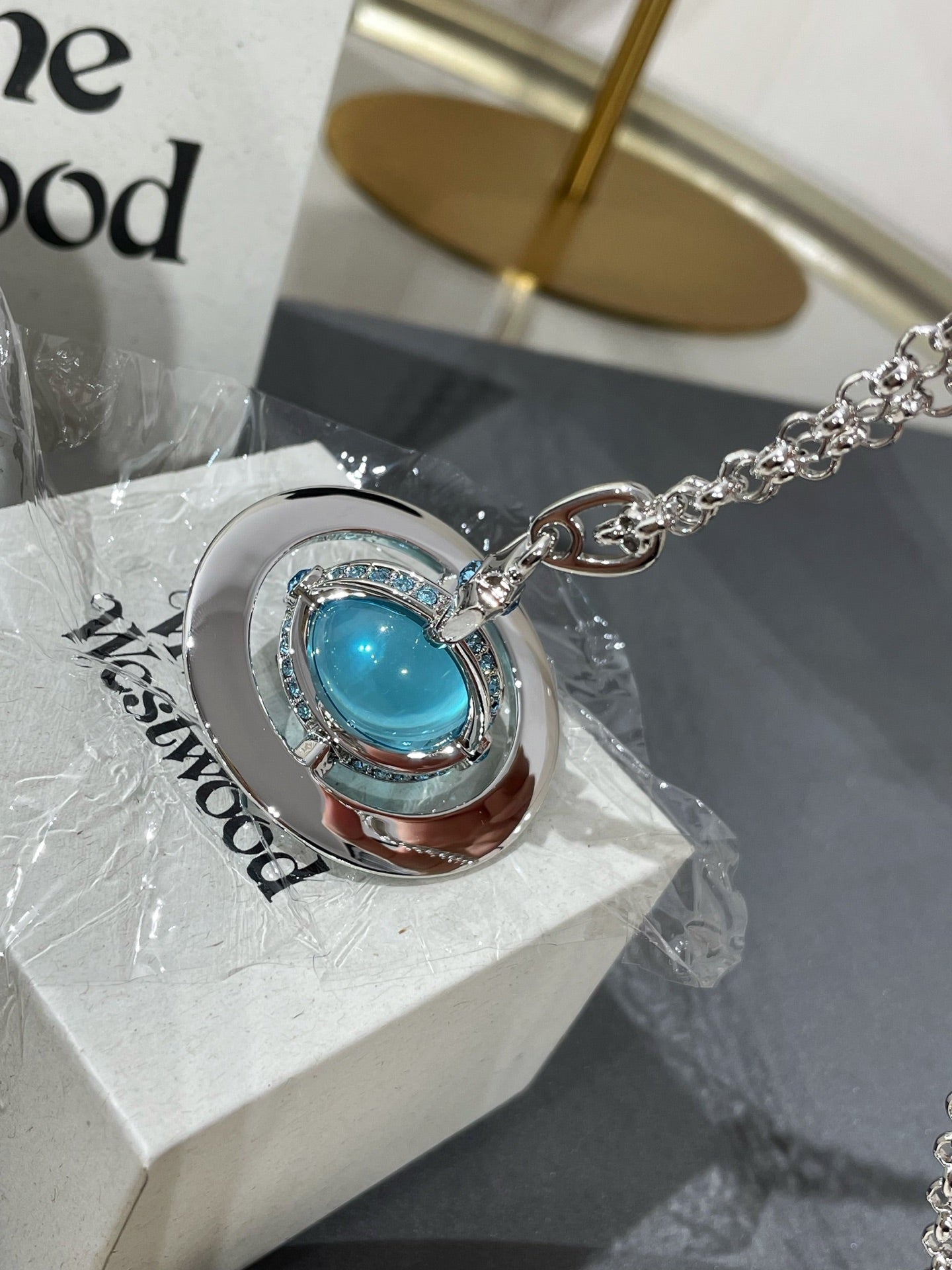 Vivienne Westwood Orb Necklace Silver Blue