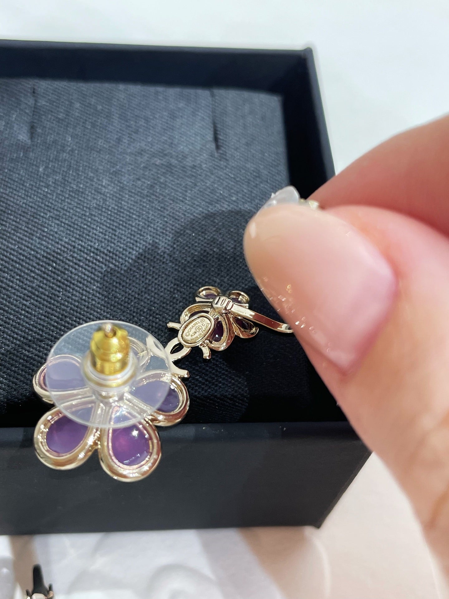 CC 26FW Pink Flower Gold Earrings 020