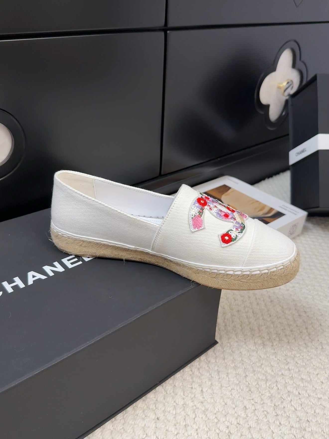 CC Loafer In White Canvas With Colorful Logo