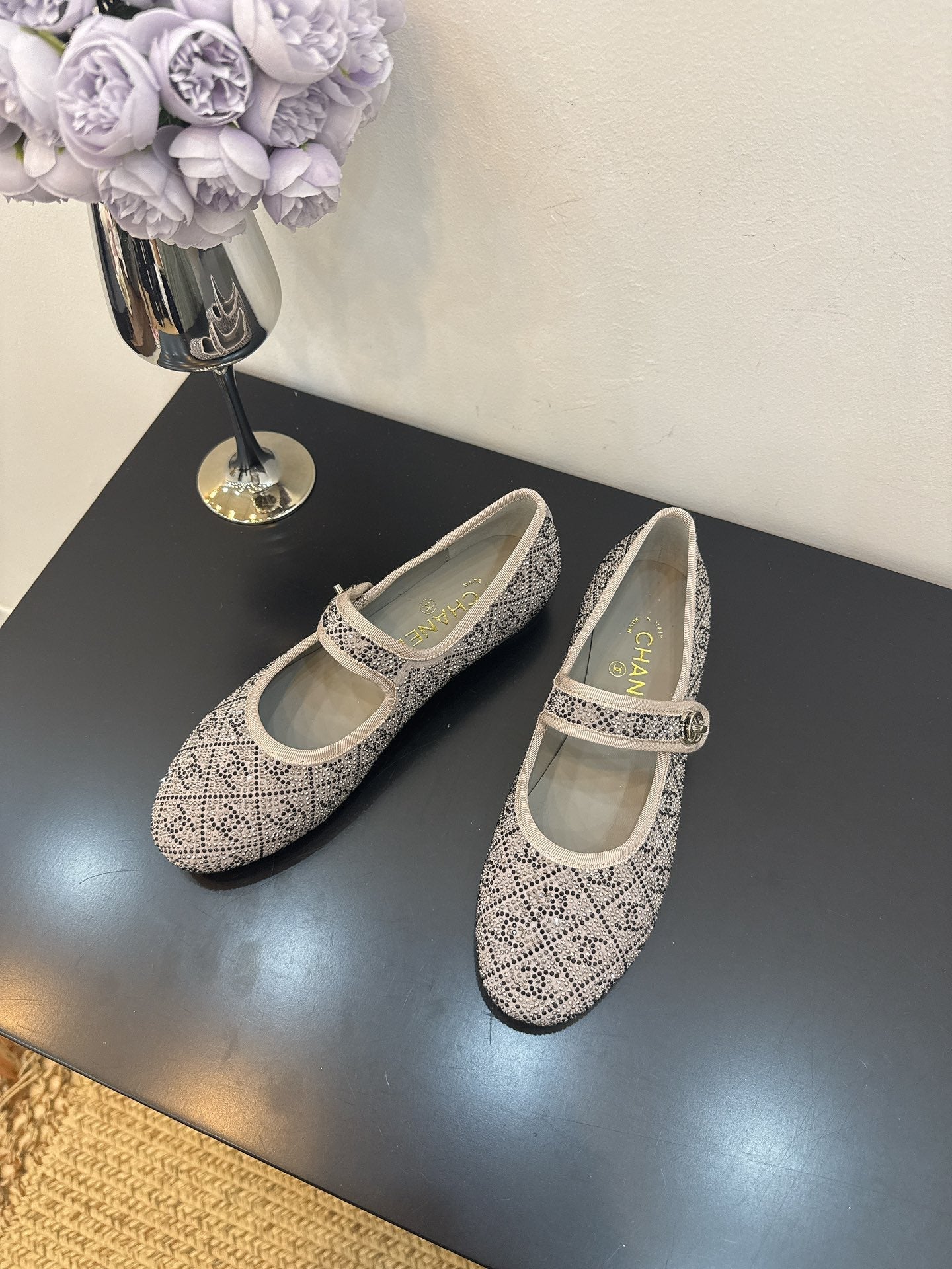 CC 25 Ballet Flats Grey Calfskin 331660