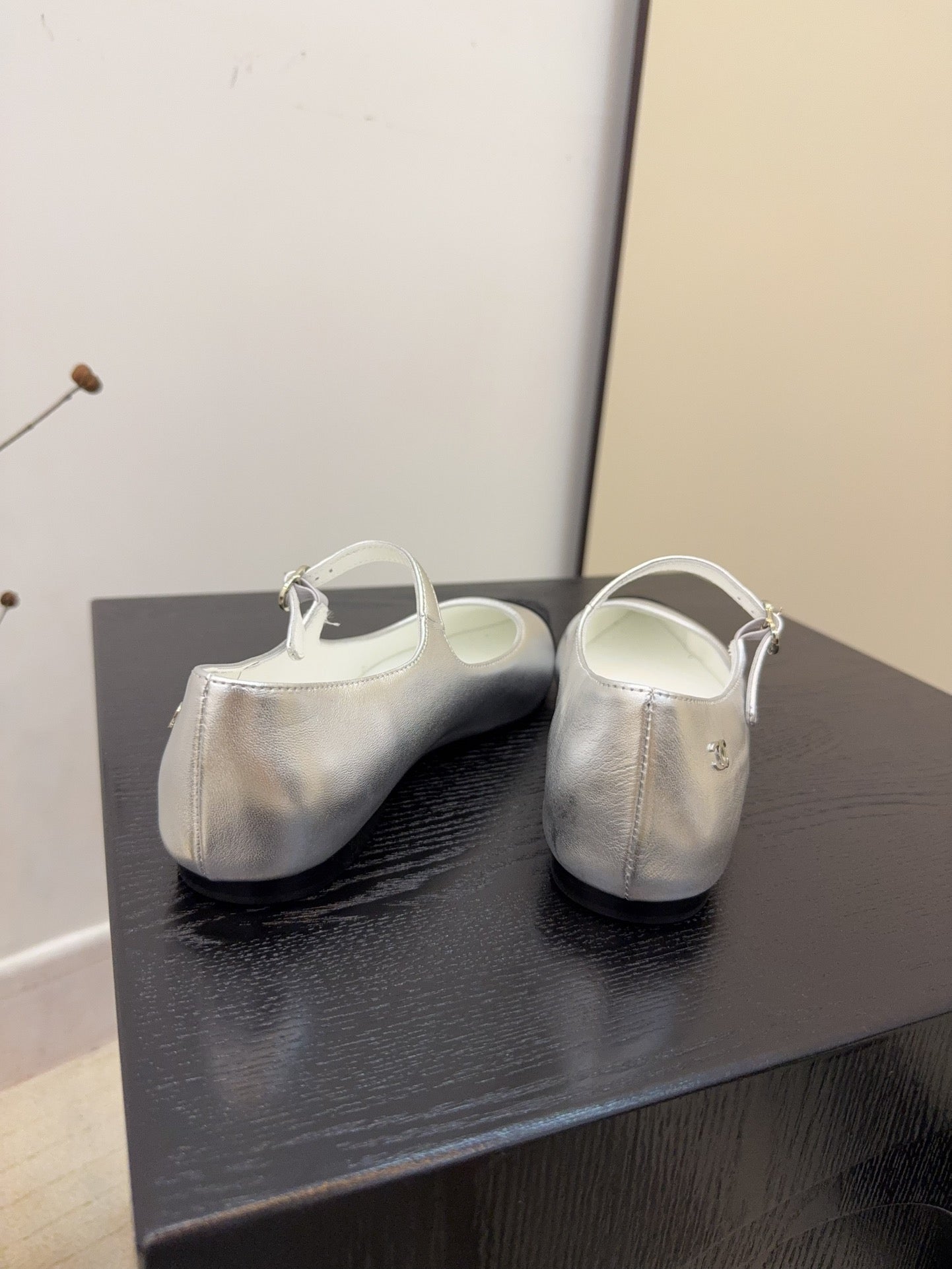 CD FW Mary Janes Sliver Metalic Lambskin & Grosgrain 505039