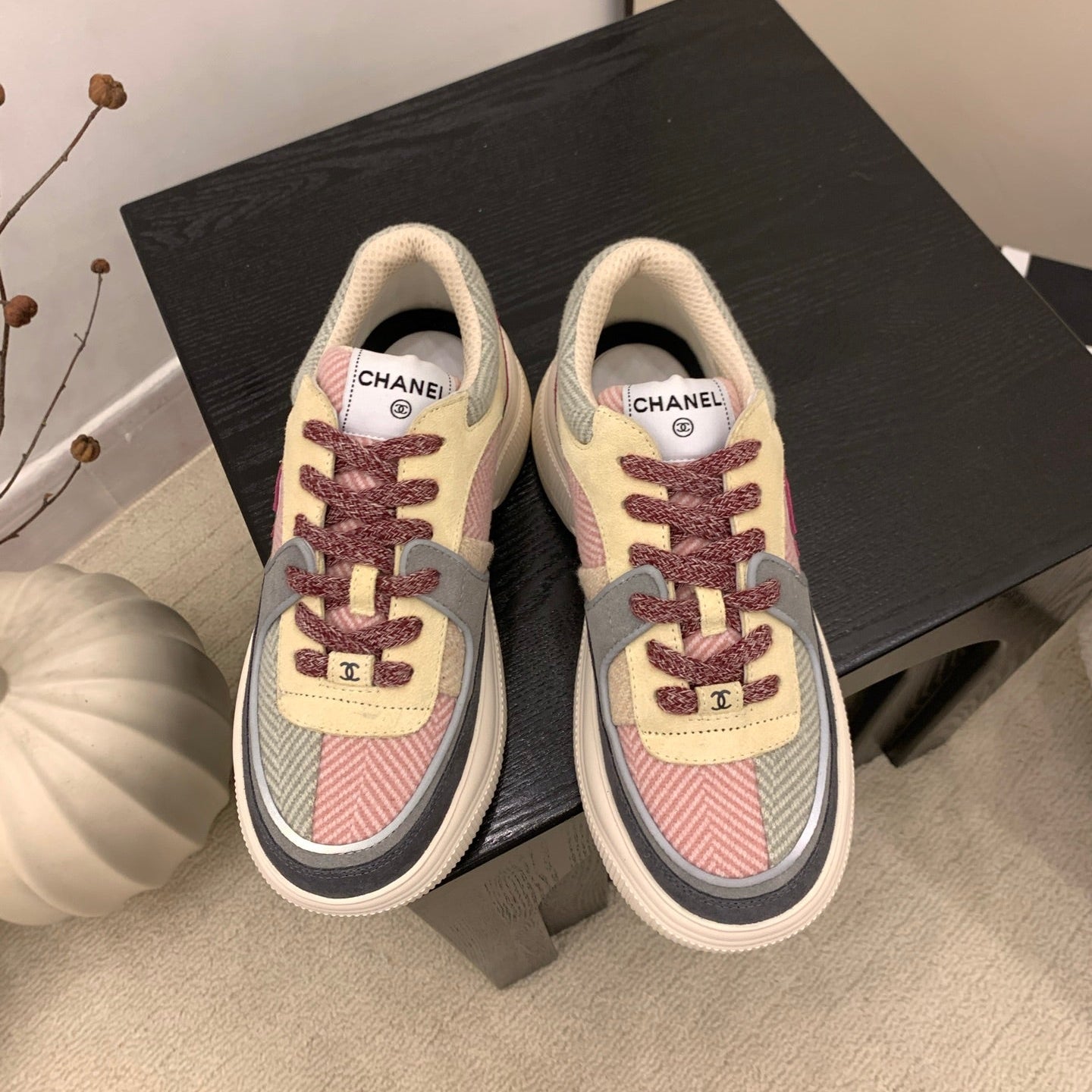 CC Alexander McQueen Sneakers Multicolor Suede and Tweed Fabric 537193