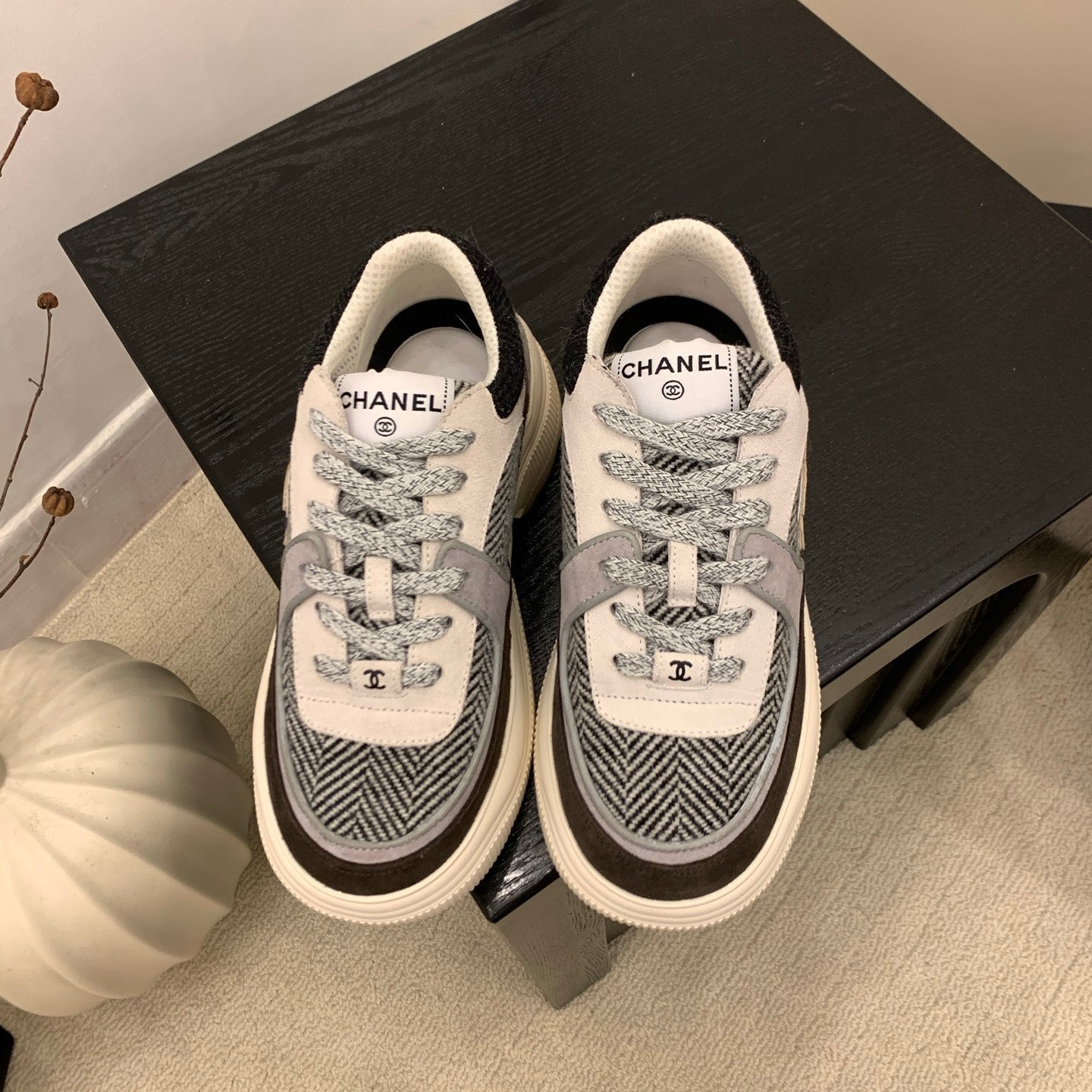 CC Alexander McQueen Sneakers Multicolor Suede and Tweed Fabric 537194