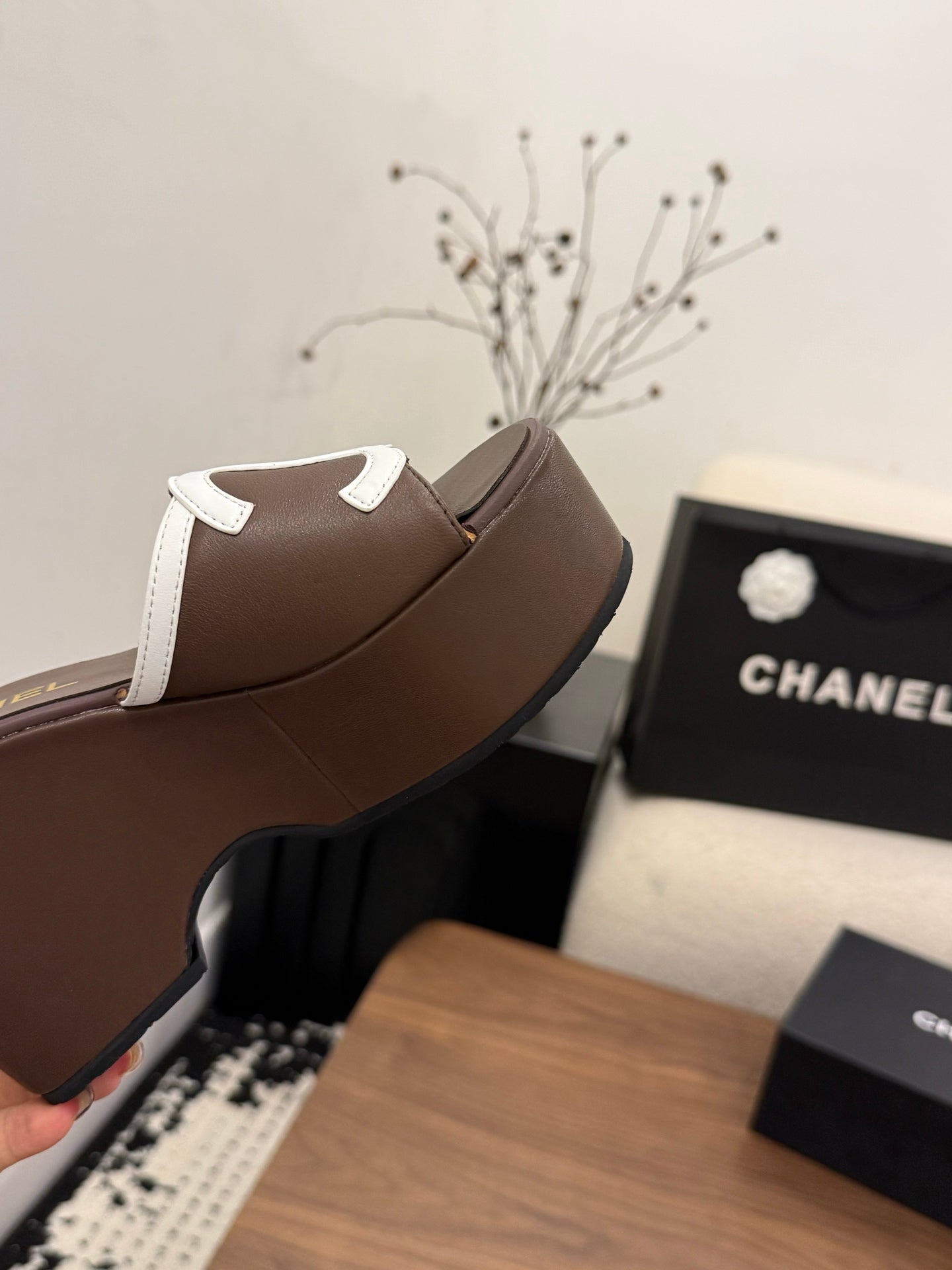 CC 26s Wedge Sandals 95 Mm In Dark Brown Calfskin