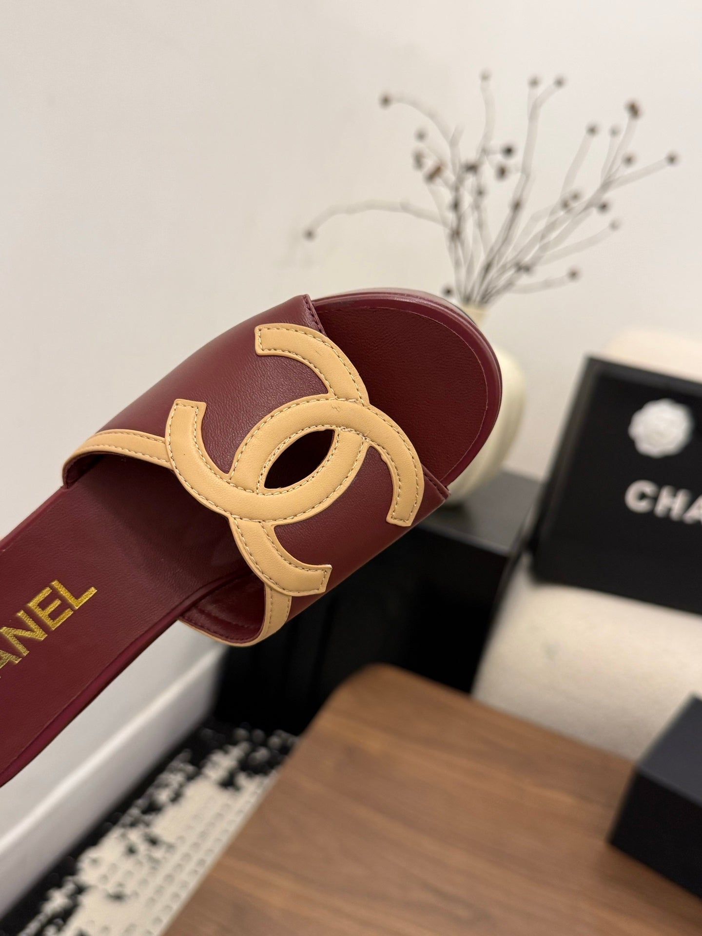 CC 26s Wedge Sandals 95 Mm In Dark Red Calfskin
