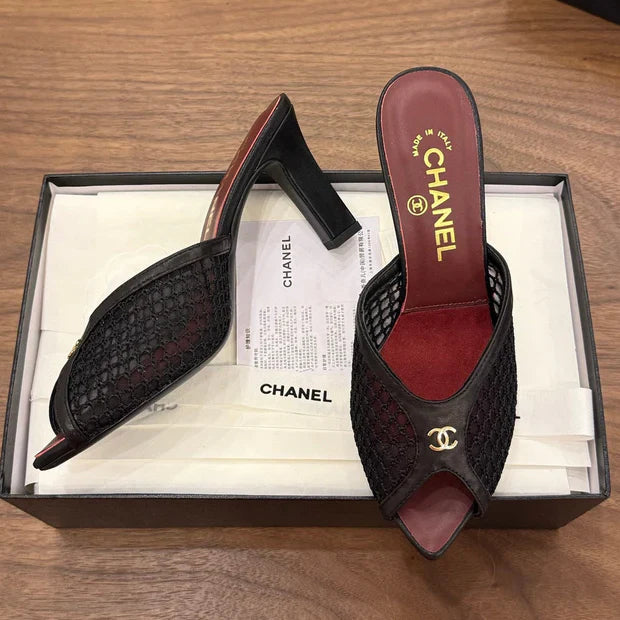 Chanel 2026 Mule Black Red Mesh Sheepskin 748032