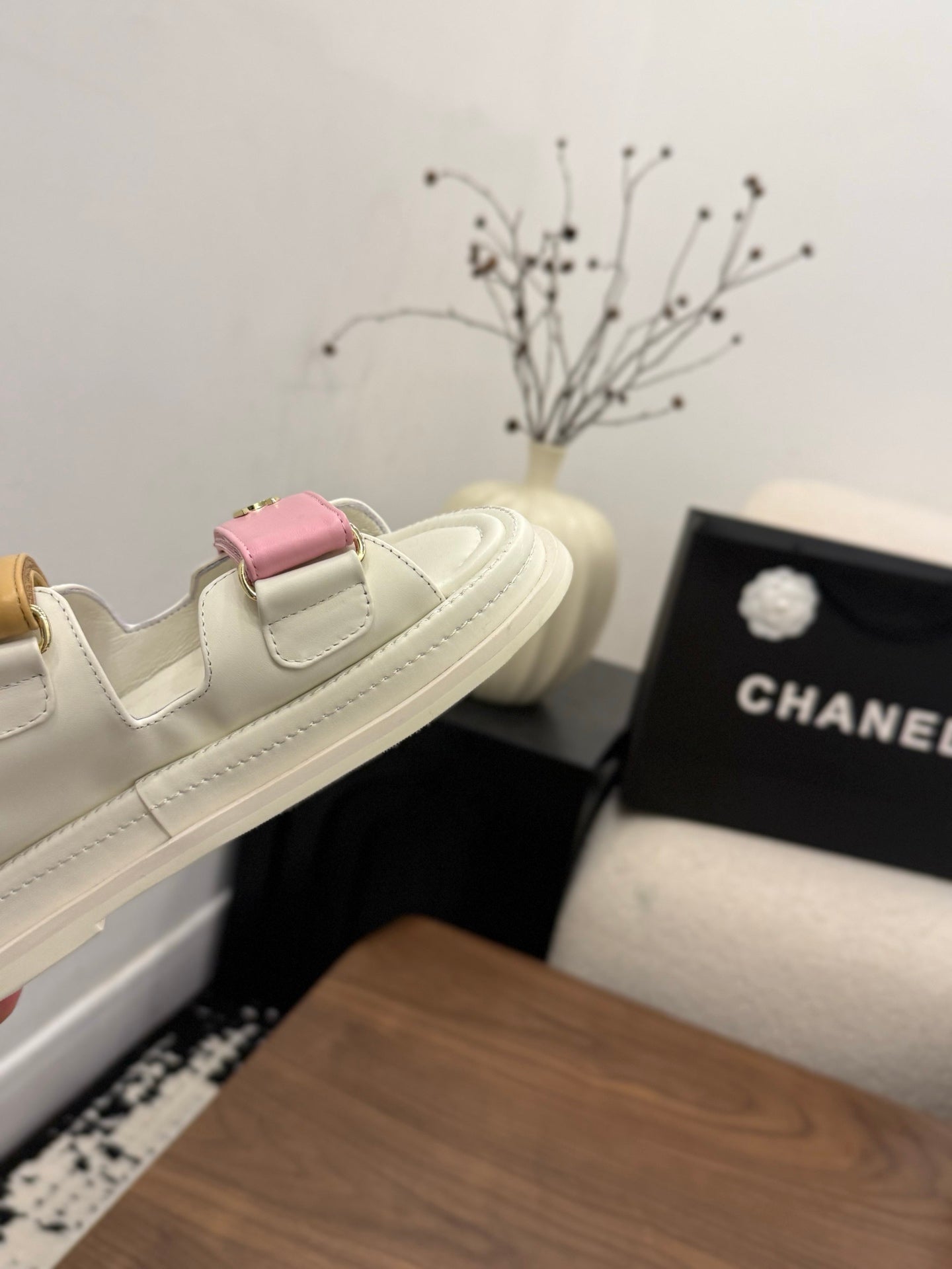 CC Dad Mules White Pink Brown Calfskin 850577