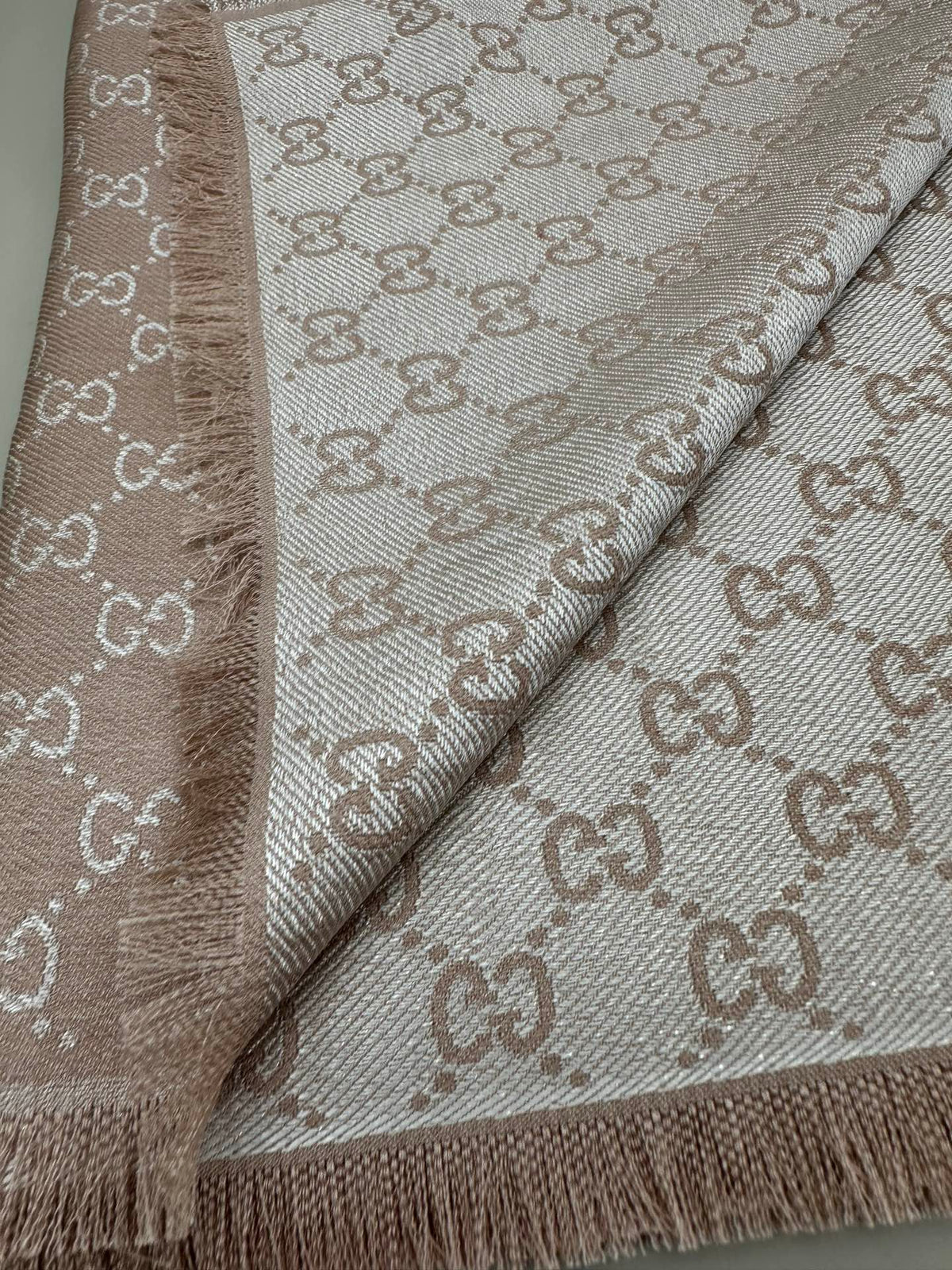 GG Wool Silk Blend Shawl Beige 536807