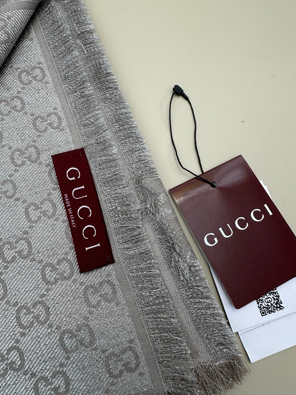 GG Wool Silk Blend Shawl Grey 536808