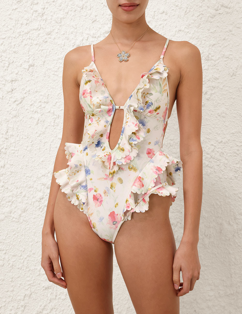 Zimmermann Summer Swim Cream Bouquet Floral Cotton 342363