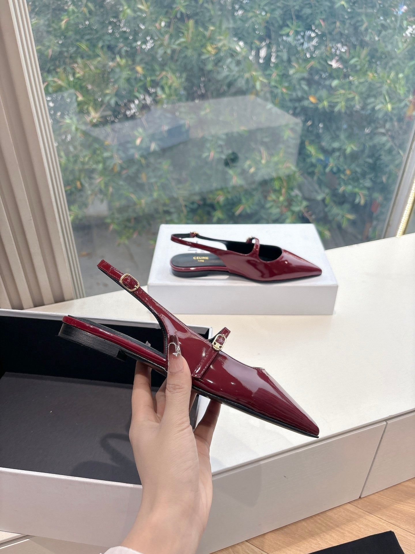 CELINE Slingback Red Patent Leather 285950