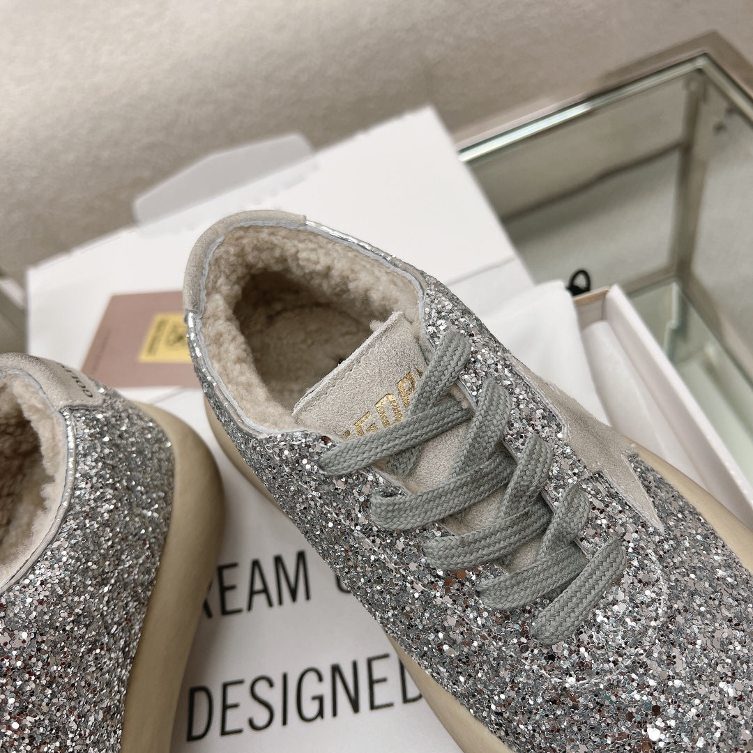 SPACE-STAR CUBE SNEAKERS IN SILVER GLITTER WITH GREY STAR