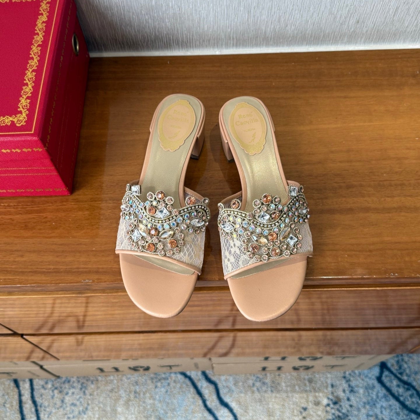 RC 25 Crystal Chandelier Sandals Orange Sheepskin 221960