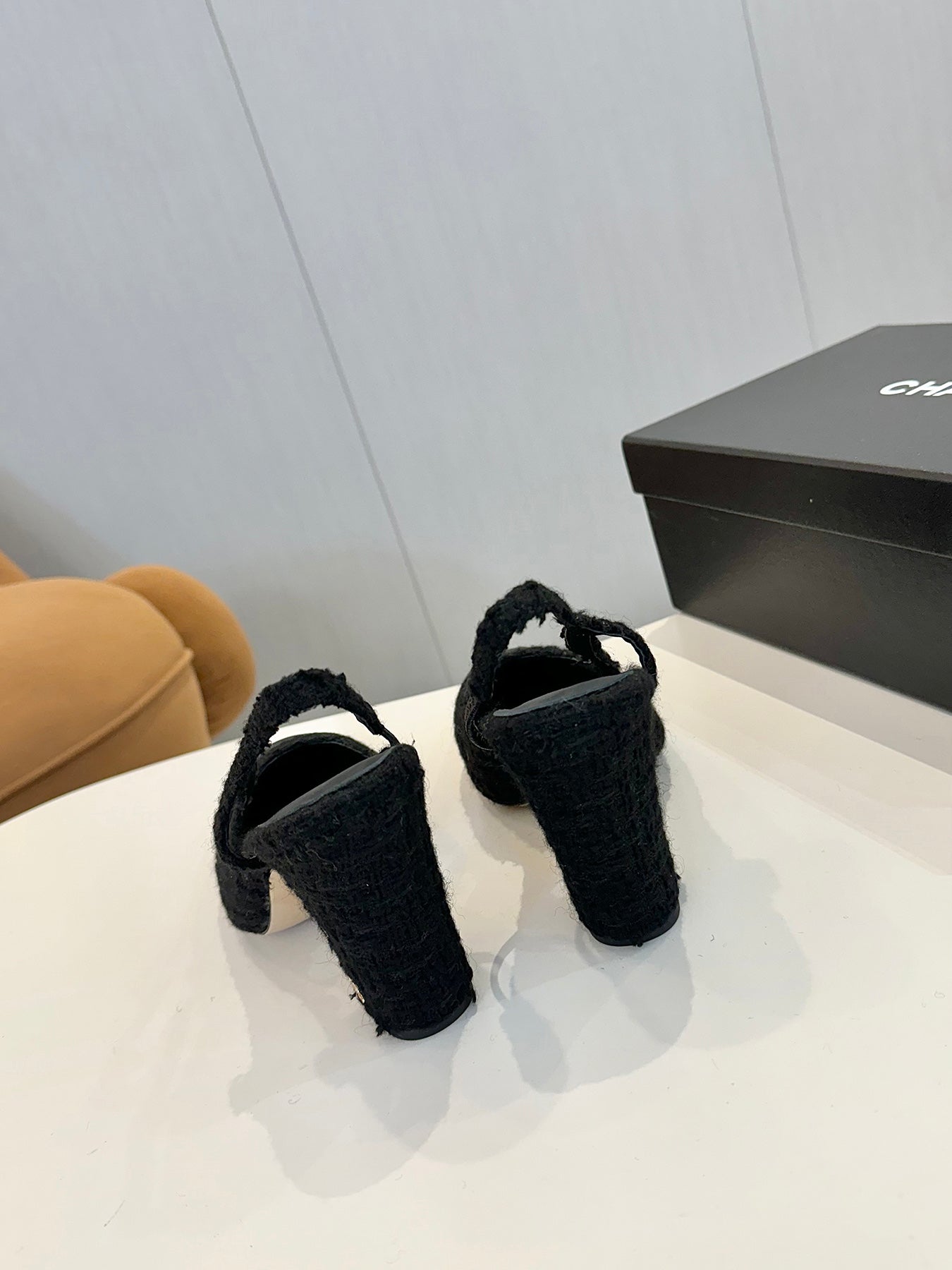 cc 25c slingback 90 black tweed black grosgrain 233617