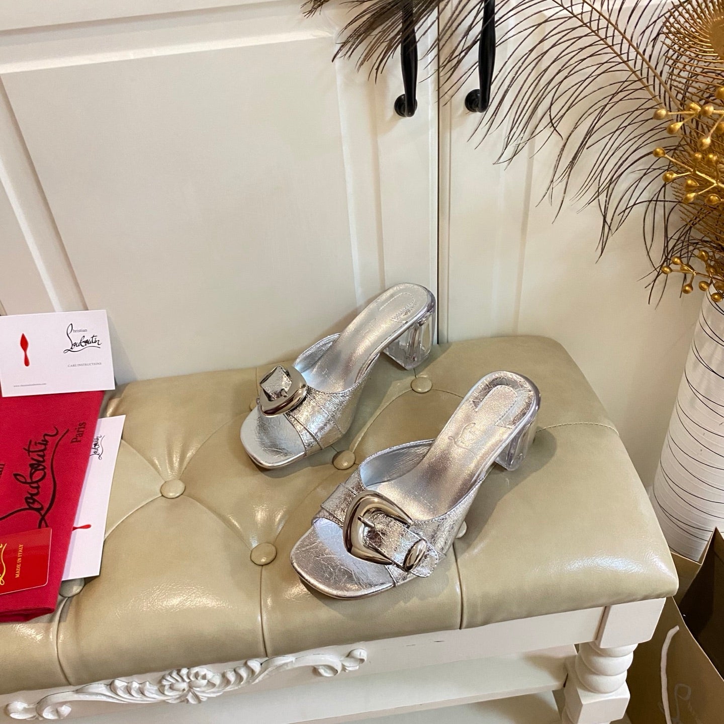 CL 26s Sandal 7cm Sliver Leather 687813