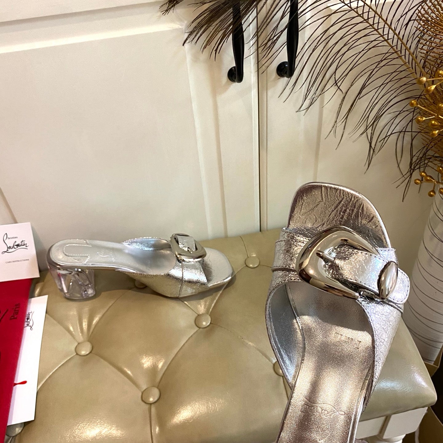 CL 26s Sandal 7cm Sliver Leather 687813