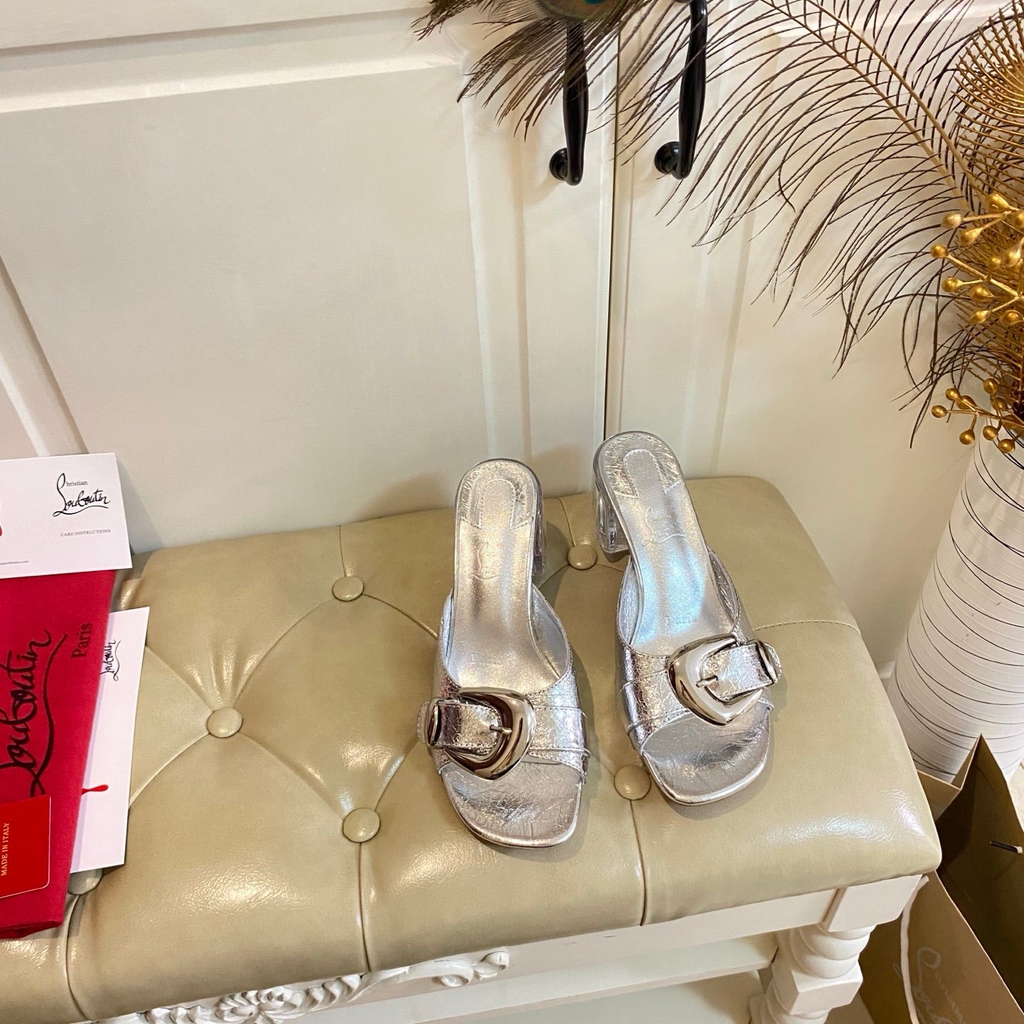 CL 26s Sandal 7cm Sliver Leather 687813