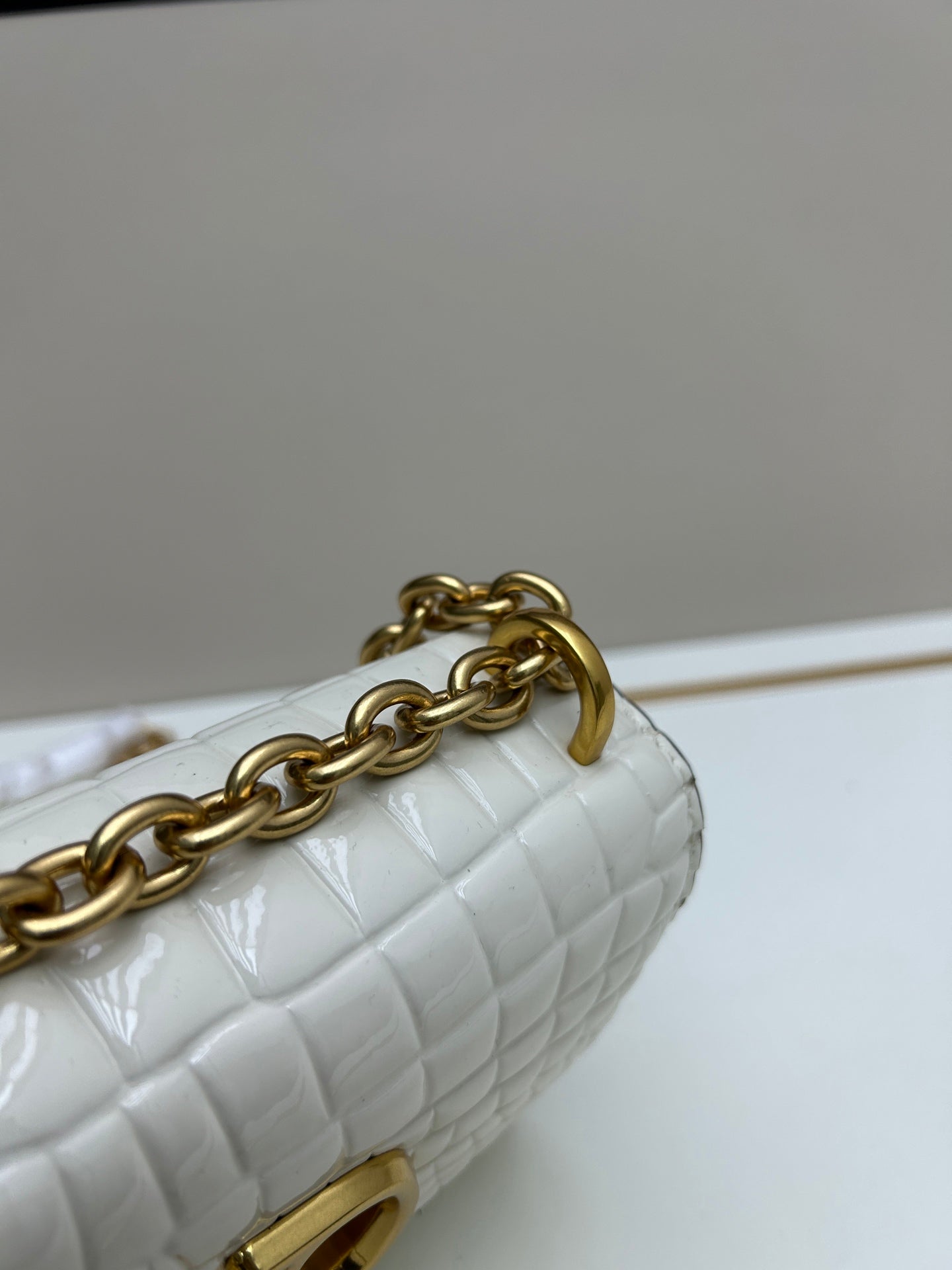 Valentino Vain Small Shoulder Bag White Embossed Leather Pattern