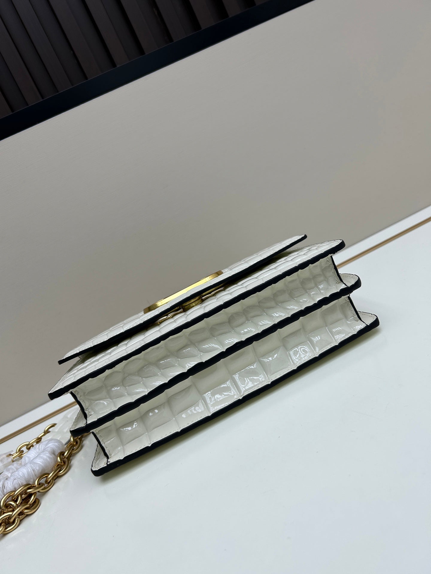 Valentino Vain Shoulder Bag White Embossed Leather Pattern