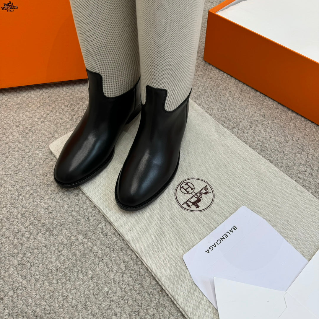HM Jumping Boot In White Mix Black Calfskin And Burlap 973841