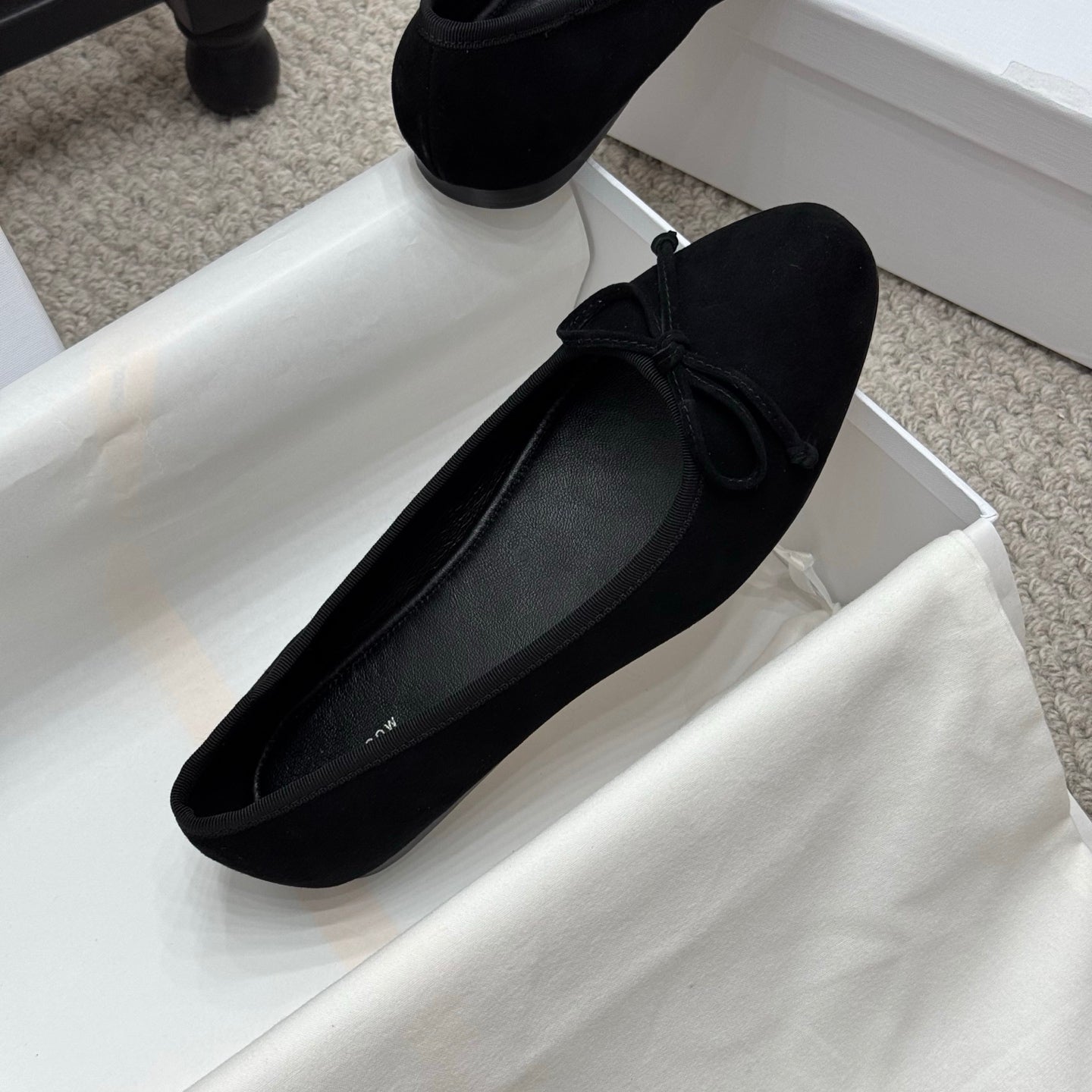 The Row Ballet Flats Bow Black Suede 290734