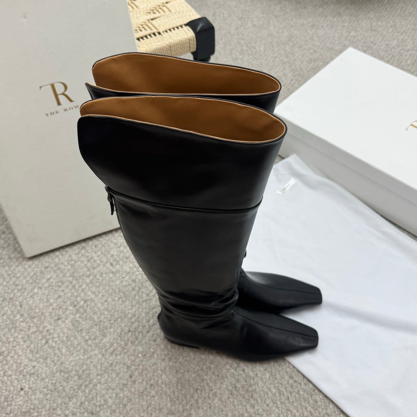 The Row Slouch Over-The-Knee Boots 35mm Black Calfskin 429128