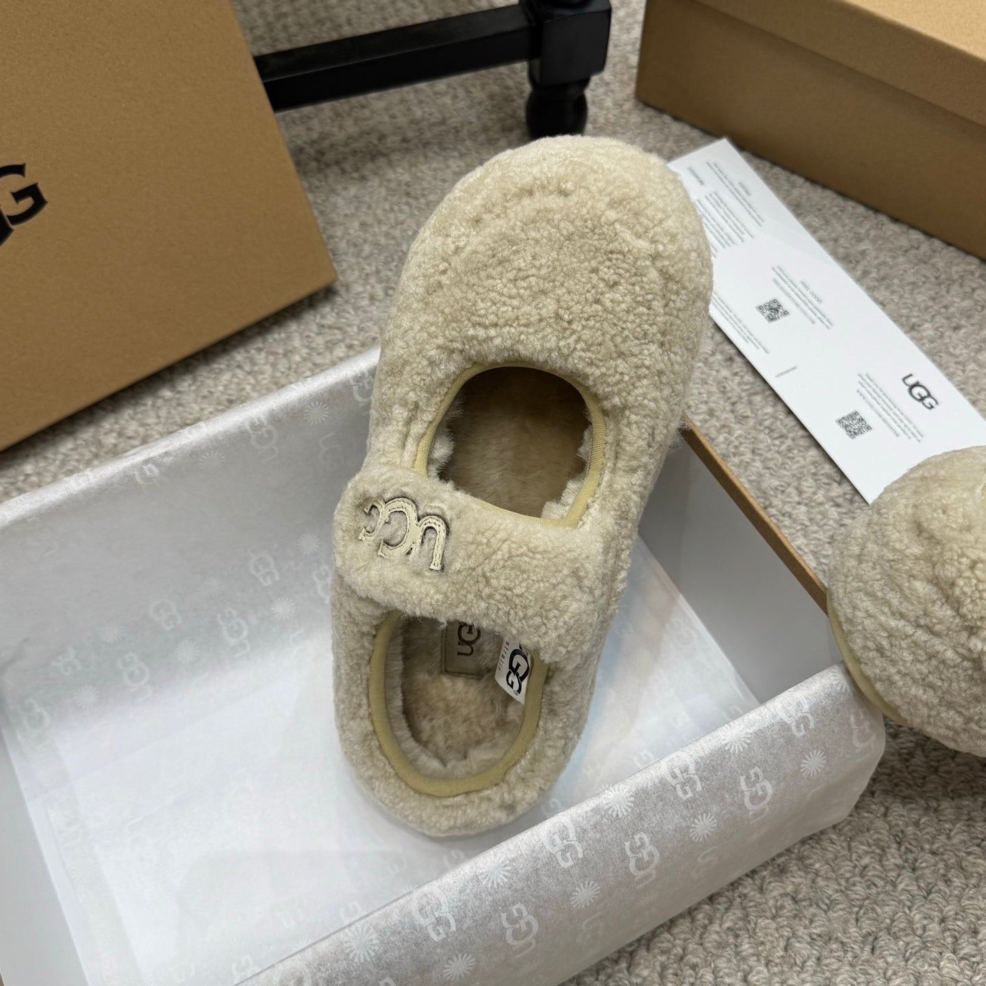 UGG Logo Mary Jane Flat Light Grey Wool 523102