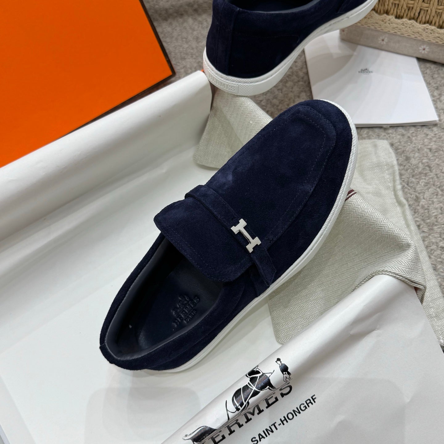 HM Job Loafers Navy Blue Suede 523222
