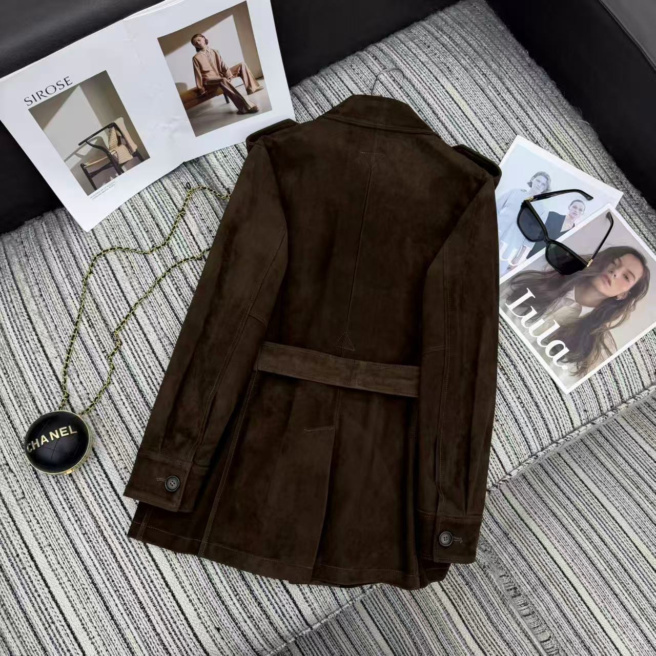 Ralph Lauren Coat Coffee Brown Suede Lambskin 342675